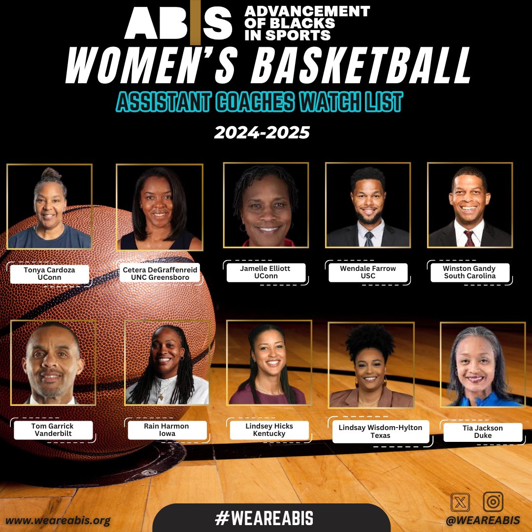Advancement of Blacks in Sports (@weareabis) on Twitter photo 👀Watchlist👀@jamelleElliott <a href="/CoachGandy/">Winston Gandy</a> <a href="/tsgarrick/">Coach Tom Garrick</a> <a href="/DellyWEN/">Wendale Farrow</a> <a href="/Raina15/">Raina Harmon</a> @L_hicks04 <a href="/LawLaw08/">Jolette Law</a> <a href="/CoachSRobinson/">Shay Robinson</a> <a href="/CoachAdub/">Adrian Walters</a> @CoachAluka Congratulations Coaches!!! 👀Watchlist👀@jamelleElliott <a href="/CoachGandy/">Winston Gandy</a> <a href="/tsgarrick/">Coach Tom Garrick</a> <a href="/DellyWEN/">Wendale Farrow</a> <a href="/Raina15/">Raina Harmon</a> @L_hicks04 <a href="/LawLaw08/">Jolette Law</a> <a href="/CoachSRobinson/">Shay Robinson</a> <a href="/CoachAdub/">Adrian Walters</a> @CoachAluka Congratulations Coaches!!!