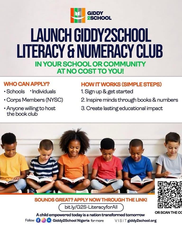 Giddy2School's tweet image. "They Said If You Want to Hide Something from an African, Put It in a Book... We’re Proving Them Wrong!" 🚀✨
💡 Meet John, Empowering the next generation—one book at a time. This can be you too. Apply Now: bit.ly/G2S-Literacyfo…
#ReadToLead #Giddy2School #LiteracyForAll