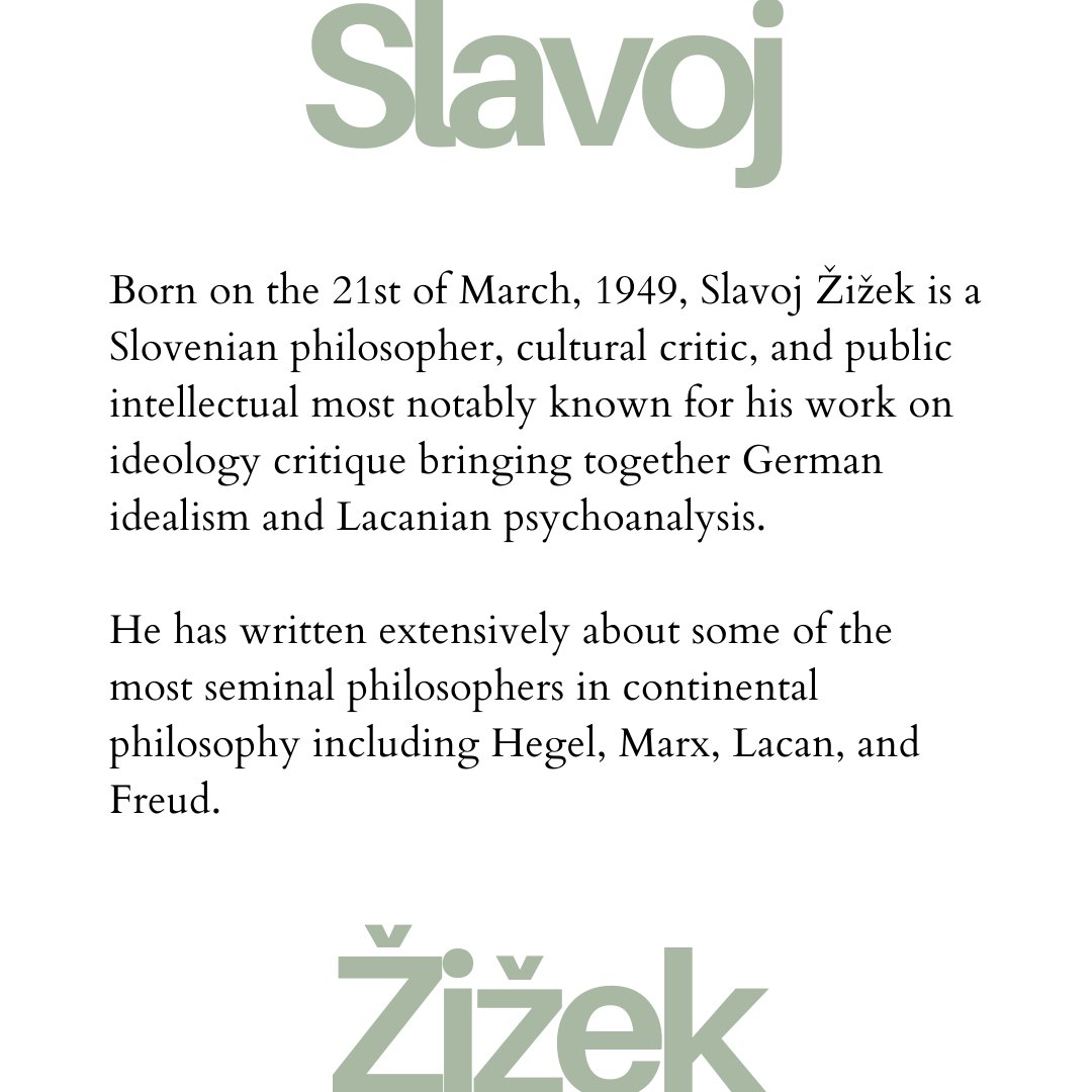 qafilaPSR's tweet photo. Qafila's #KnowYourThinker series—
Born on this day Slovenian Philosopher Slavoj Žižek is most notably known for his work on ideology critique bringing together German idealism. Learn more about him in today's post.
#Psychoanalysis #Trivia #Philosophy #SlavojŽižek https://t.co/BZlBRdIR8T