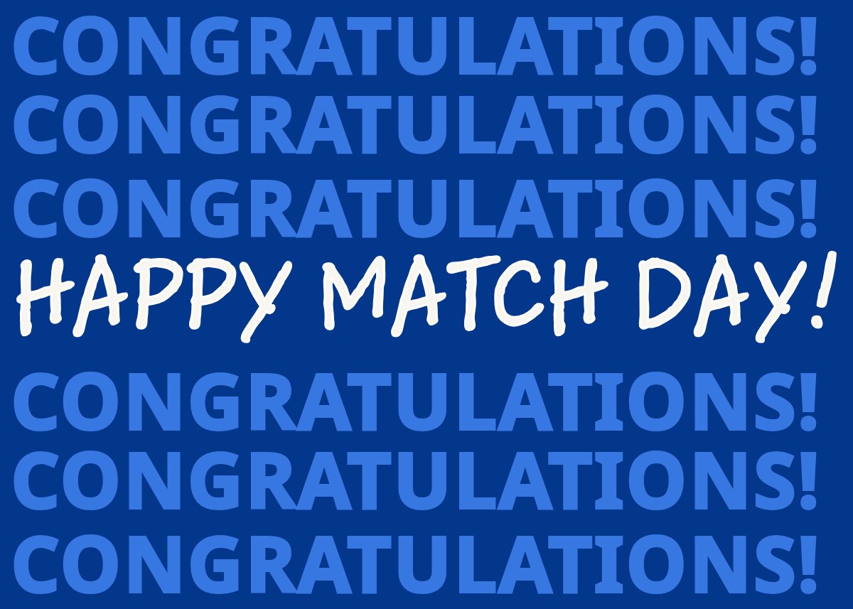 Remember that no matter where you match, it won’t be perfect and it won’t be easy all the time. Yet, you’ll get all the tools and patients you need to succeed. Work hard and be kind, and great things will continue to come your way! Congratulations!

#MatchDay2025