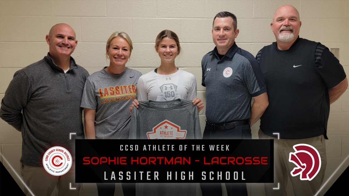 Athletics - Cobb County School District (@ccsd_ad) on Twitter photo Congrats to Sophie Hortman of <a href="/LassiterSports/">LassiterAthletics</a> for being named the <a href="/CobbSchools/">Cobb County Schools</a> female athlete of the week! She has led the Trojans to a 6-1 in-state record and scored 16 goals last week! Thanks to <a href="/BSNSPORTS_GA/">BSN SPORTS Georgia</a> for their support of this recognition. <a href="/cobb_sports/">Cobb Sports</a> Congrats to Sophie Hortman of <a href="/LassiterSports/">LassiterAthletics</a> for being named the <a href="/CobbSchools/">Cobb County Schools</a> female athlete of the week! She has led the Trojans to a 6-1 in-state record and scored 16 goals last week! Thanks to <a href="/BSNSPORTS_GA/">BSN SPORTS Georgia</a> for their support of this recognition. <a href="/cobb_sports/">Cobb Sports</a>
