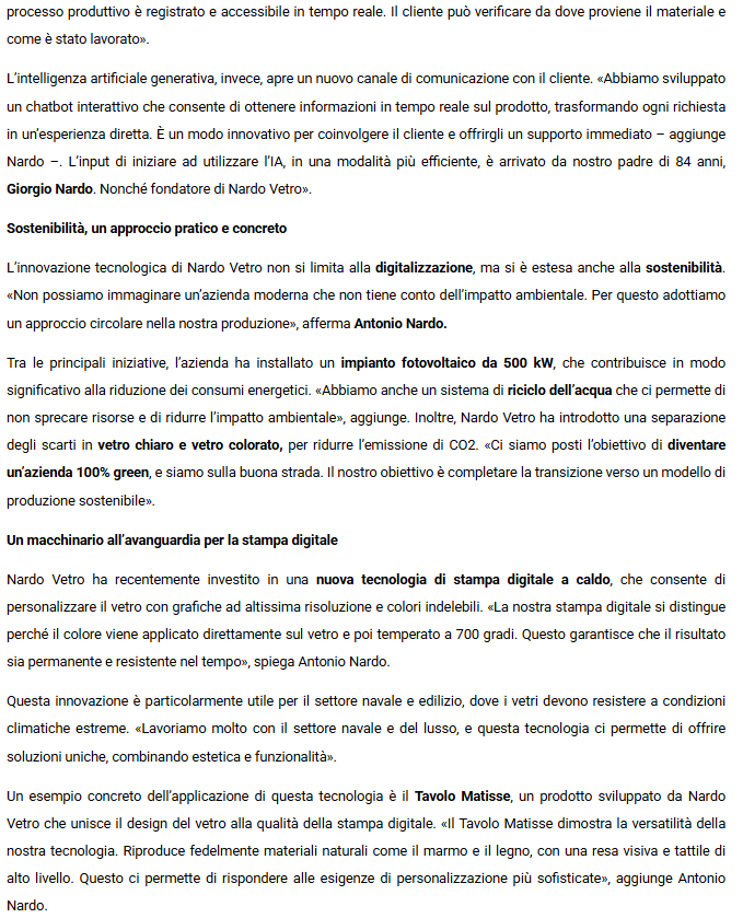 nardovetro's tweet photo. "Nardo-Vetro, il futuro del vetro" articolo pubblicato nel periodico relativo all'economia del vetro. https://t.co/qiTLm6j0Kl