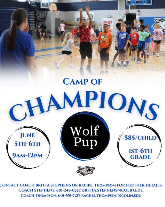 Looking forward to seeing our wolf pups this summer. For additional questions and information please feel free to reach out to contact info provided in graphic.