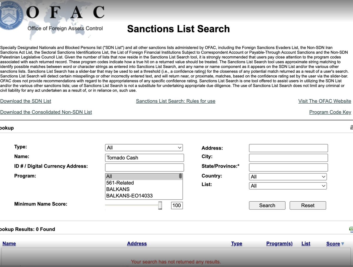 Tornado Cash appears to have been delisted. Game over.