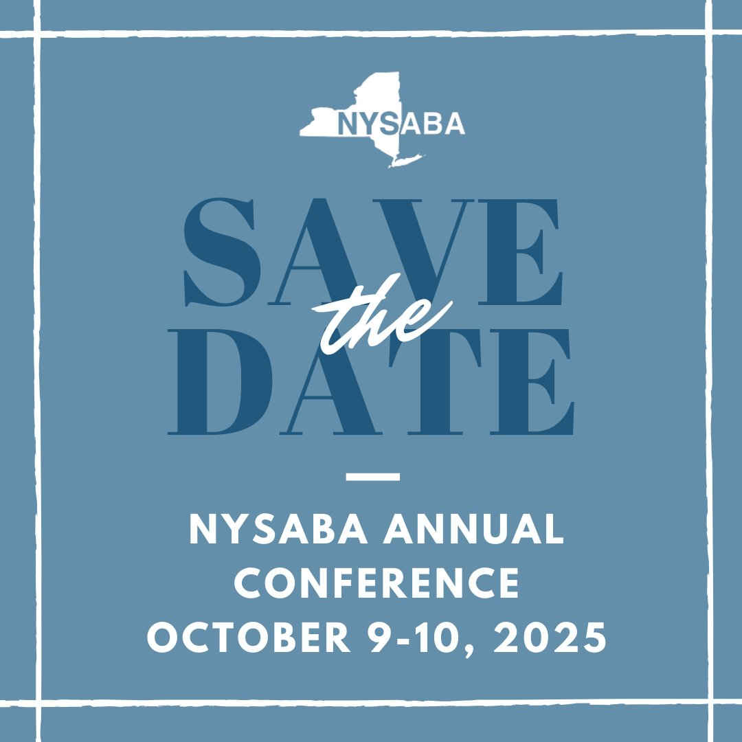 NYSABA's tweet image. 📢 Save the Date! 📢

Get ready for another incredible year at the NYSABA Annual Conference! 🎉 Join us on October 9-10, 2025, for two days of learning, networking, and inspiration!

📍 Stay tuned—exciting details coming soon!

#NYSABA2025 #BehaviorAnalysis #SaveTheDate