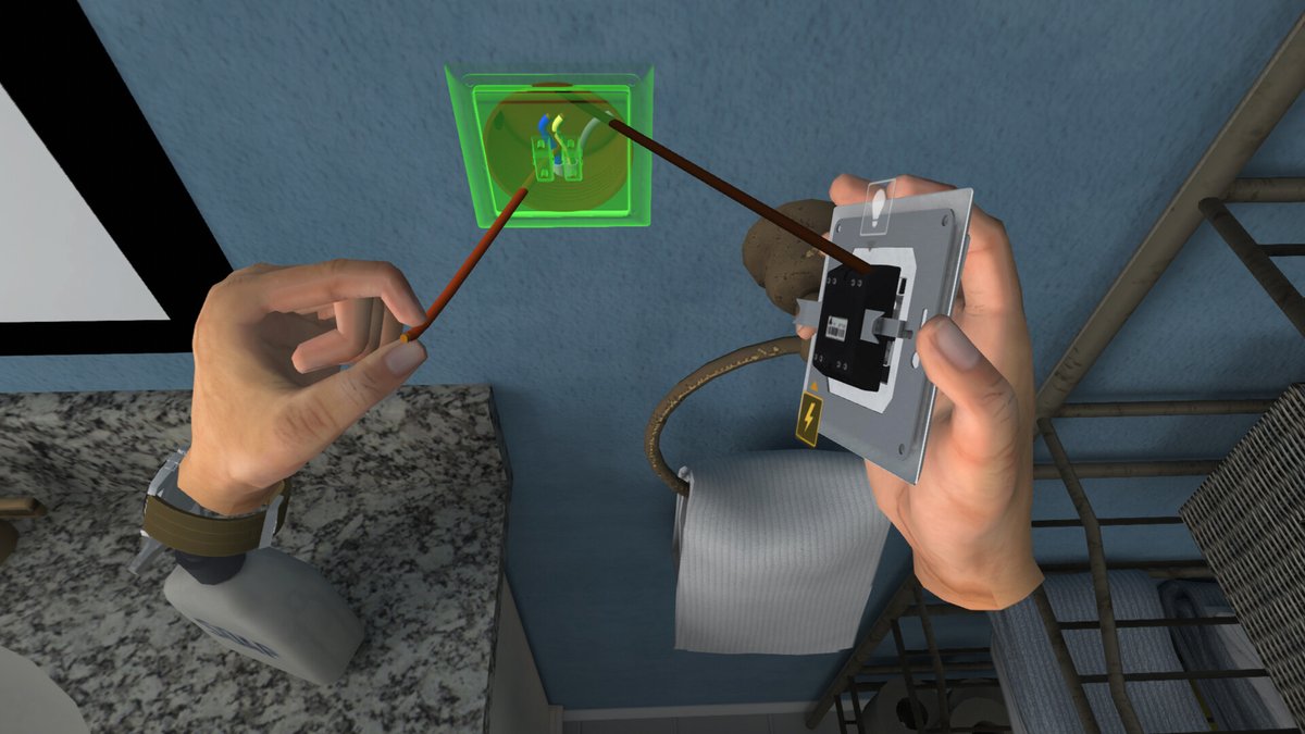 KrolMichal's tweet photo. Dziś na Steam VR, PSVR2 i Meta Quest wyszedł symulator elektryka Electrician Simulator VR od @TakeITStudio! Ceny: 63 zł, 81 zł i 19 dol. Linki poniżej.

#polskiegry #TakeITStudio #Steam #VR #SteamVr #MetaQuest #PSVR2 #PlayStationVR2