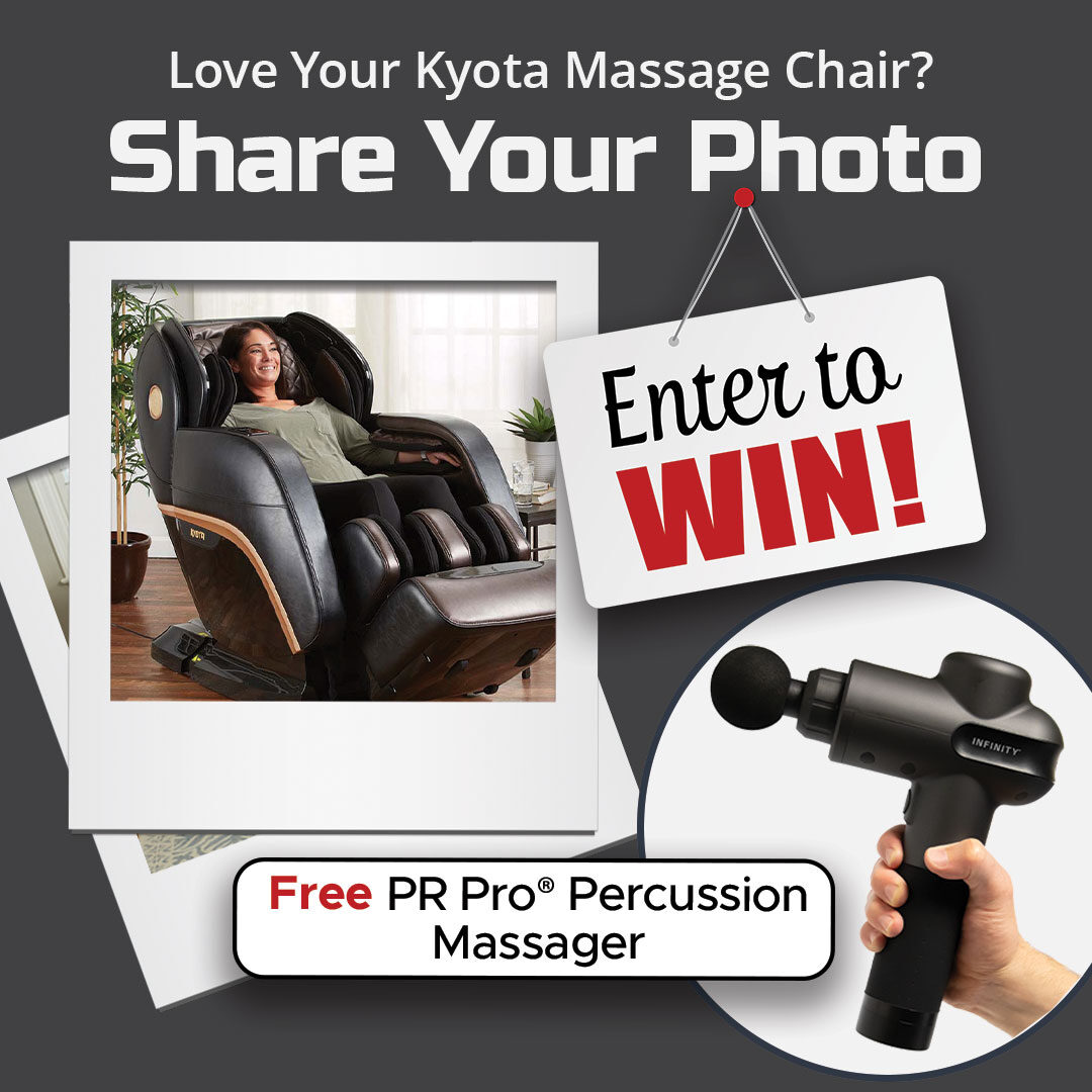 🌟📸 Share a photo or video of you in your massage chair and every month, we pick one lucky customer to win a FREE Advantage Massage Gun ($349 value).. Submit your photo now: hubs.ly/Q037xxQL0. 
#SnapWinRelax #MonthlyWinner #WinFreeMassageGun #LoveMyKyotaMassageChair