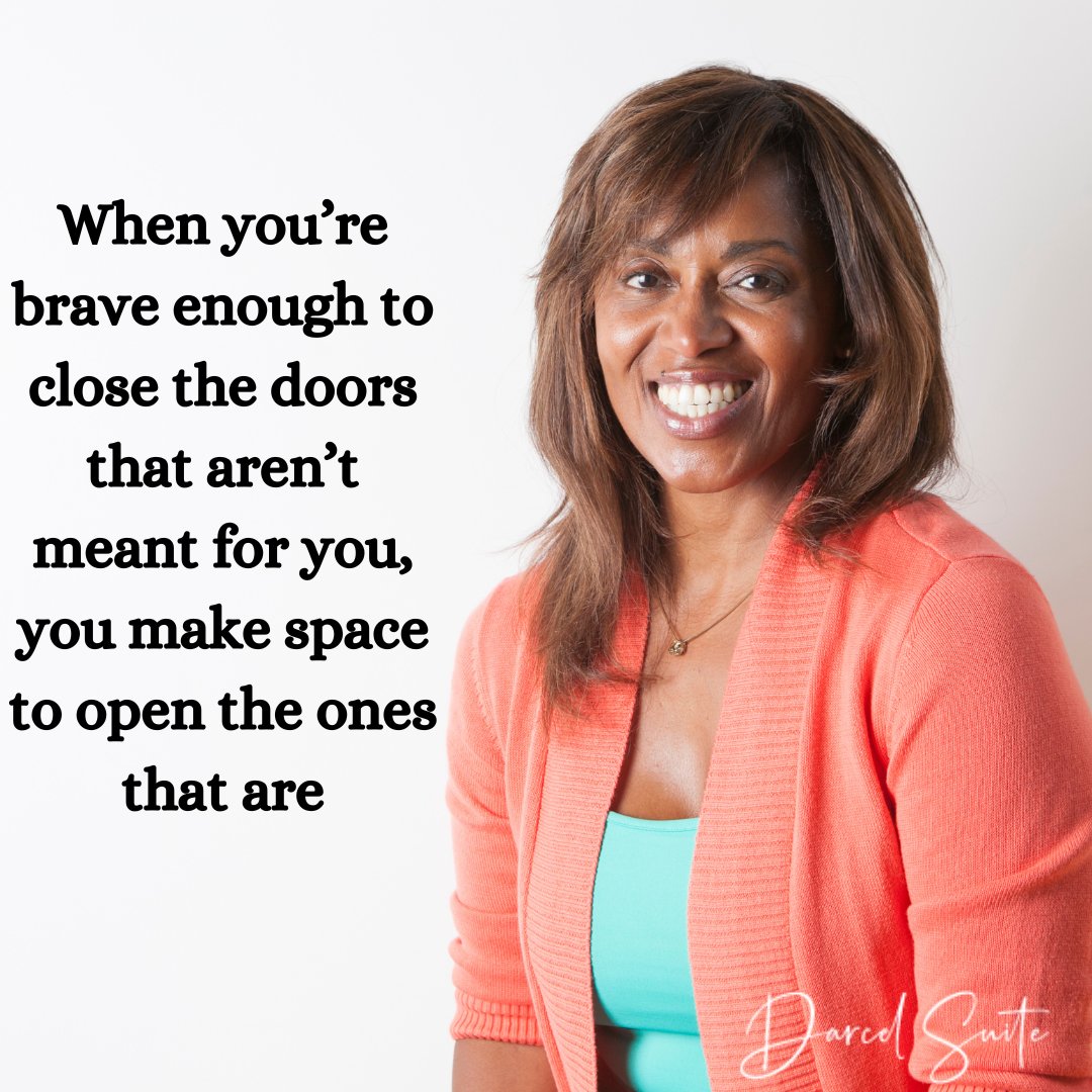 DarcelSuite's tweet photo. When you’re brave enough to close the doors that no longer serve you, you create space for the opportunities, people, and experiences that are truly meant for you. Trust the process, let go of what’s holding you back, and step boldly into your next chapter. #newbeginnings https://t.co/WJKkX6tb6C