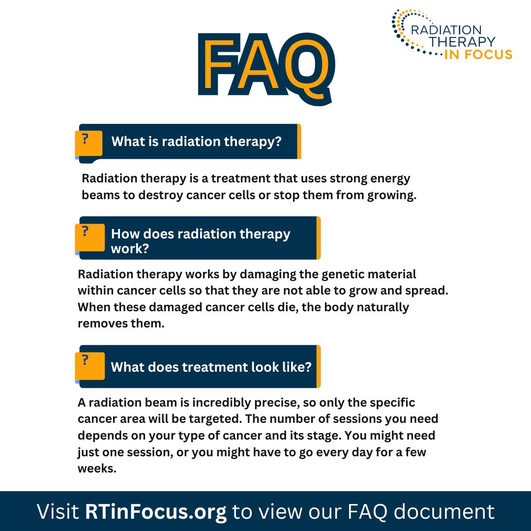 RTAnswers_org's tweet photo. Got questions about radiation therapy? We’ve got answers!💡 

✅ Check out our FAQ document on https://t.co/WEgWtD8MRo to learn why #RadiationTherapy might be a good option to manage your cancer care. https://t.co/eDDzVoUt5Y