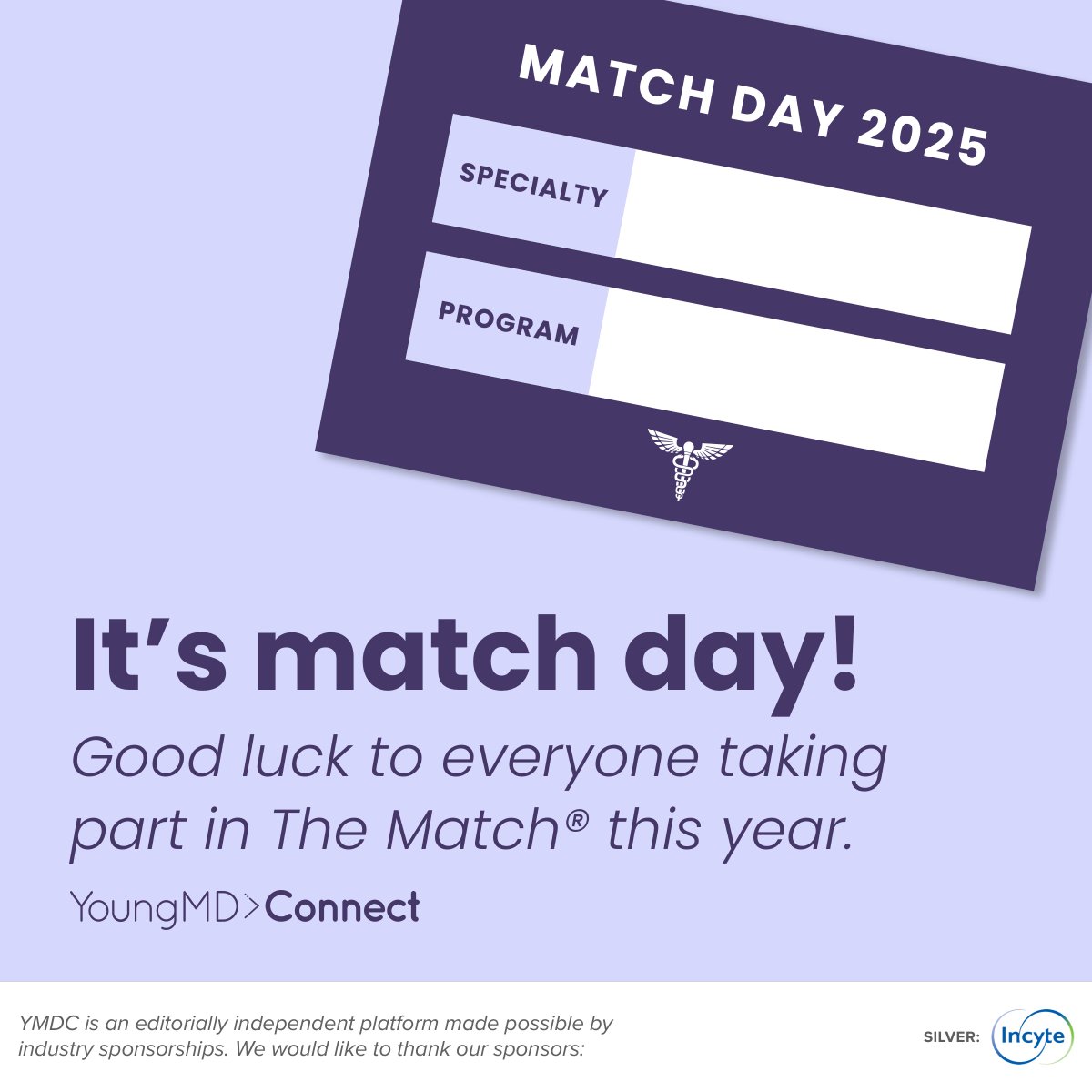 GOOD LUCK Wishing all our dermatologist colleagues a flawless match day! May your diagnoses be precise, your treatments effective, and your patients' skin glow with health. Good luck! 🌟 #DermMatchDay #MatchDay #YMDC