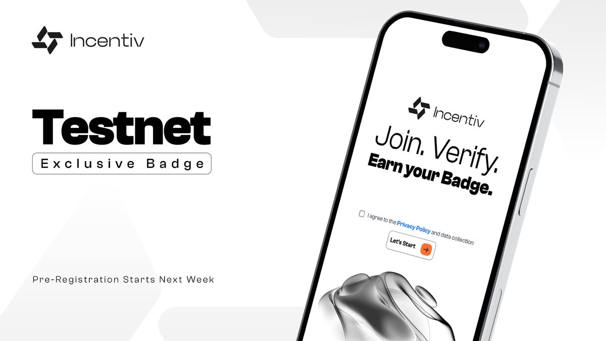 Incentiv_net's tweet image. Final Pre-registration for the Testnet Begins Next Week!

Be ready to claim your exclusive Badge and enjoy:

- Easy access
- More features
- All of Incentiv

Notis On 🔔