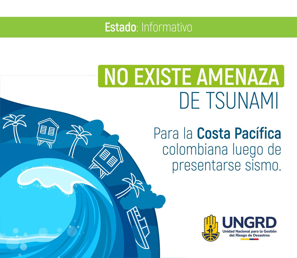 UNGRD🇨🇴 (@ungrd) on Twitter photo De acuerdo con la <a href="/Dimarcolombia/">DimarColombia</a> no existe amenaza de #tsunami para la costa del #Pacífico de Colombia tras #sismo de magnitud 6.5 y profundidad 10 km en #Panamá. #SNDATColombia De acuerdo con la <a href="/Dimarcolombia/">DimarColombia</a> no existe amenaza de #tsunami para la costa del #Pacífico de Colombia tras #sismo de magnitud 6.5 y profundidad 10 km en #Panamá. #SNDATColombia
