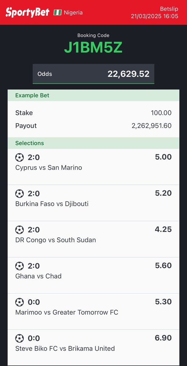 GODWIN 🦁❤️ (@draw_merchant) on Twitter photo SPORTYBET CODE 👉 J1BM5Z
6 CORRECT SCORE FT
<a href="/Blessyon30/">Blessyon30</a> <a href="/FemzyGreenLand/">✨OBAFEMI💚</a> <a href="/officialmoore7/">Moore Tips</a> <a href="/LouieDi13/">B I G L O U I E 🫵🏾</a> <a href="/sportingking365/">Sporting King</a> <a href="/Davidspredict/">KING DAVID B£T</a> <a href="/CHIZZY_BB/">CHIZZY_BB</a> <a href="/5thfxmonarch/">Monarch FTX 🐉🐗</a> <a href="/KakiJunior1/">Kaki Junior</a> <a href="/jeffre__/">𝗝𝗘𝗙𝗙𝗥𝗘 🕊️💚</a> SPORTYBET CODE 👉 J1BM5Z
6 CORRECT SCORE FT
<a href="/Blessyon30/">Blessyon30</a> <a href="/FemzyGreenLand/">✨OBAFEMI💚</a> <a href="/officialmoore7/">Moore Tips</a> <a href="/LouieDi13/">B I G L O U I E 🫵🏾</a> <a href="/sportingking365/">Sporting King</a> <a href="/Davidspredict/">KING DAVID B£T</a> <a href="/CHIZZY_BB/">CHIZZY_BB</a> <a href="/5thfxmonarch/">Monarch FTX 🐉🐗</a> <a href="/KakiJunior1/">Kaki Junior</a> <a href="/jeffre__/">𝗝𝗘𝗙𝗙𝗥𝗘 🕊️💚</a>