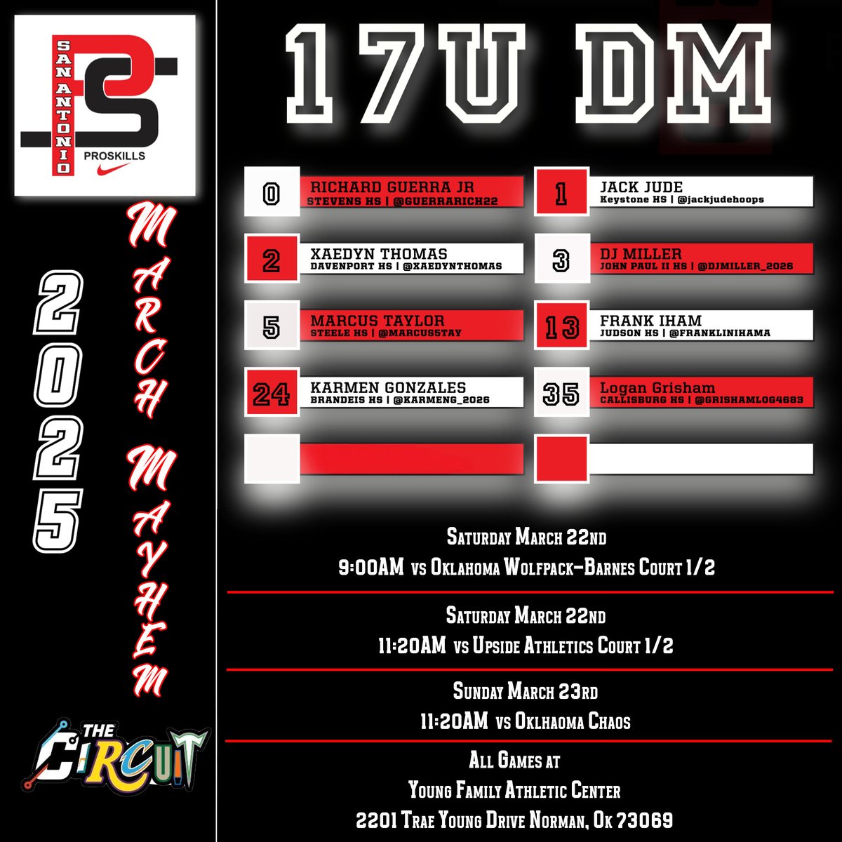 Nike ProSkills San Antonio 17U DM is Headed to the 405! 🚀🔥
Nike ProSkills San Antonio 17U DM is taking their talents from the 210 to the 405 for the Circuit March Mayhem Showcase this weekend! After an impressive 3-1 run at the RCS Sports Icebreaker, they’re locked in and ready