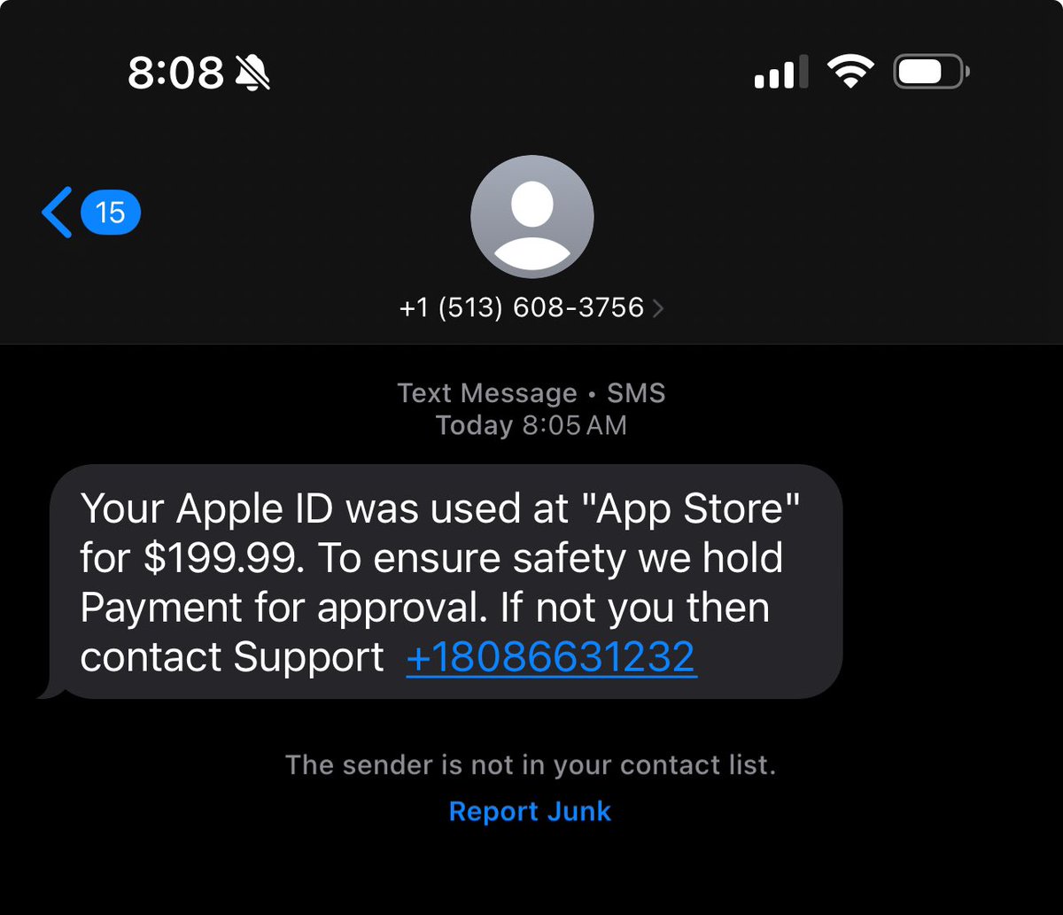 lunabluerose171's tweet photo. Look out for the new apple scam
Don’t fall for scammers trying to scam your account
#applescam
#phonescam
#ScamAlert
#apple https://t.co/Qg0MIEKg1j