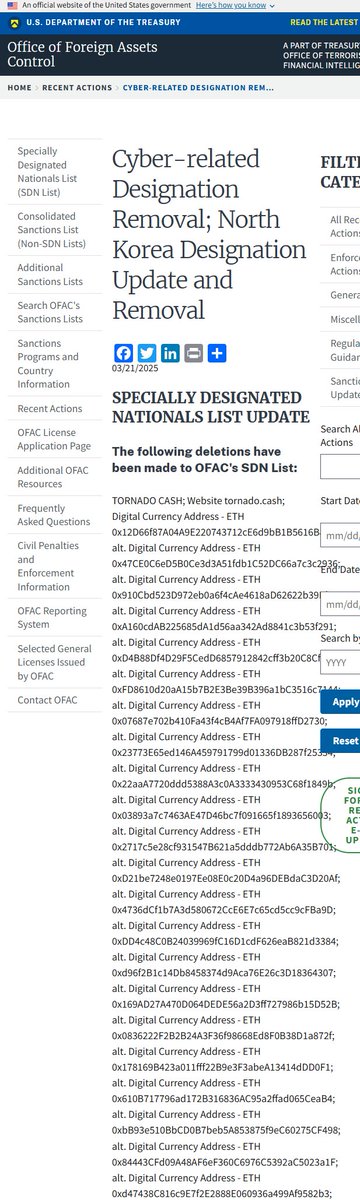 Richard Heart (@richardheartwin) on Twitter photo Tornado Cash has been removed from the OFAC sanctions list, along with many addresses. Shout out to <a href="/brian_armstrong/">Brian Armstrong</a> and <a href="/coincenter/">Coin Center</a> for suing the government in court and winning for your human right to privacy. Beware many front ends to tornado are fake/scams and will empty Tornado Cash has been removed from the OFAC sanctions list, along with many addresses. Shout out to <a href="/brian_armstrong/">Brian Armstrong</a> and <a href="/coincenter/">Coin Center</a> for suing the government in court and winning for your human right to privacy. Beware many front ends to tornado are fake/scams and will empty