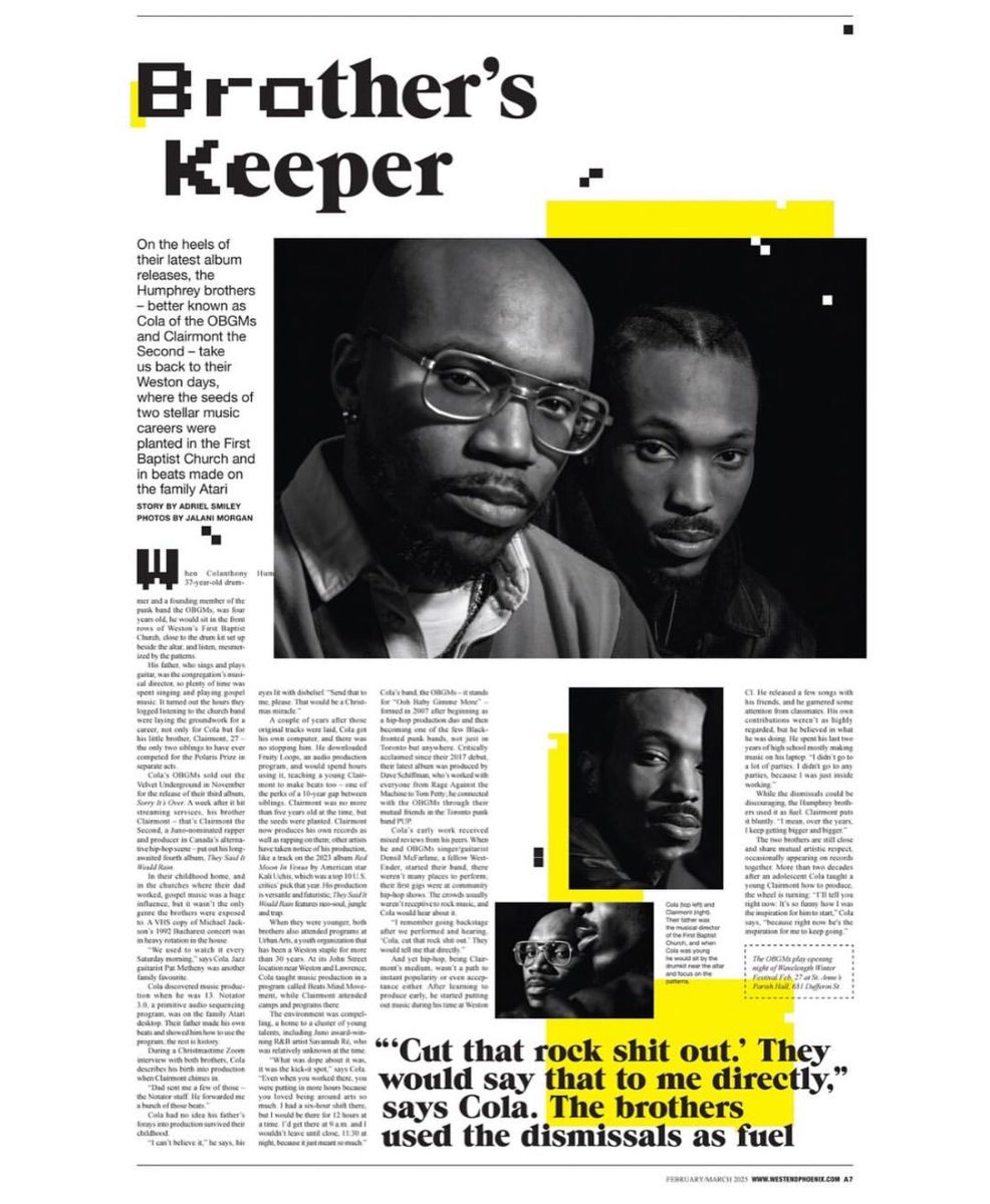 BROTHER’S KEEPER - Our Music Issue cover story on the Humphrey brothers, @dieforcola, drummer for  <a href="/theobgms/">The OBGMs</a> and rapper and producer <a href="/CTSecond/">Clairmont The Second</a> by @AdrielSmiley_ is now also available to read on our website.

Photos by <a href="/jalanimorgan/">Jalani Morgan</a> 

westendphoenix.com/stories/brothe…