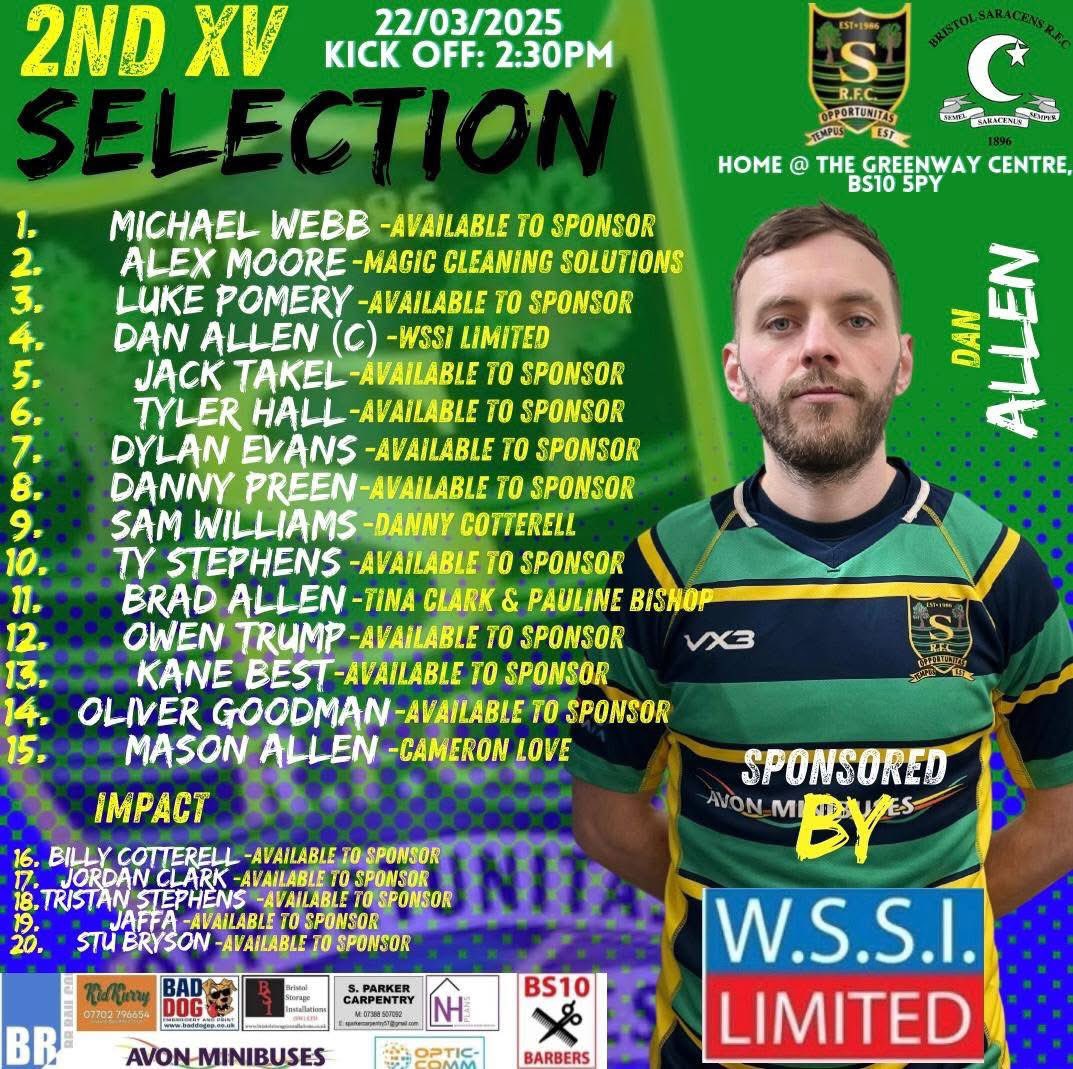 Southmead RFC (@southmeadrfc) on Twitter photo Two league games on Saturday, the 1st XV travel to <a href="/BristolSaracens/">Bristol Saracens RFC</a> whilst our 2nds host Saracens 2’s
Good luck all
COTM Two league games on Saturday, the 1st XV travel to <a href="/BristolSaracens/">Bristol Saracens RFC</a> whilst our 2nds host Saracens 2’s
Good luck all
COTM
