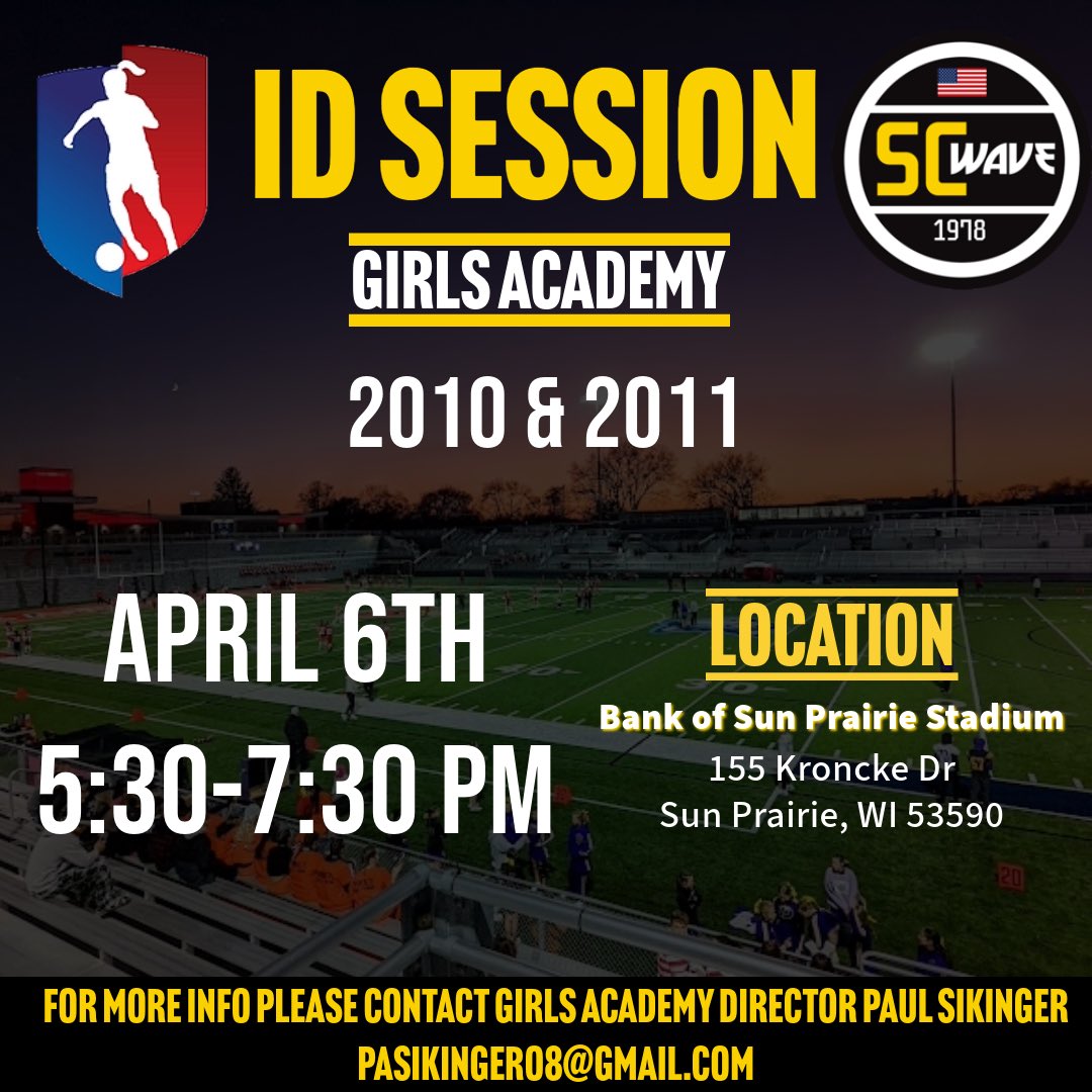 We are excited for another opportunity to find talented, like minded players to compete in our Tier 1 level for the 25/26 season!

Program is called: SC Wave 2025-2026 Registration All Locations 

Package: SC Wave MADISON 2025/2026 Tryouts

Register Here: 
playmetrics.com/signup?clubTok…