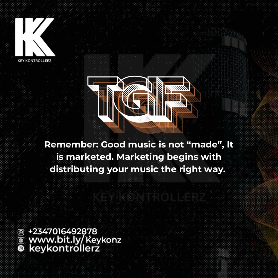 keykontrollerz's tweet photo. Happy Friday music lovers. Distribute your music thw right way, distribute with key Kontrollerz. https://t.co/g9f8vHpoYr