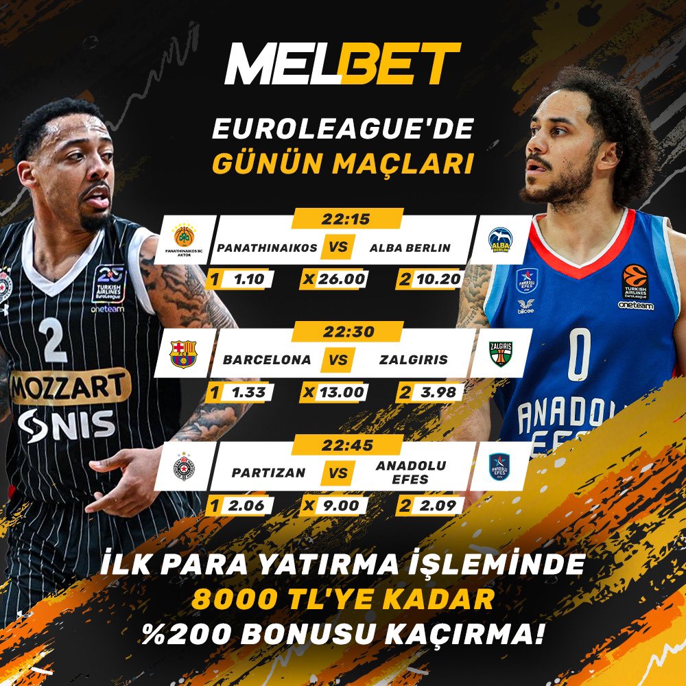 🔥 EUROLEAGUE HEYECANINDA GÜNÜN MAÇLARI SENİ BEKLİYOR!

🚀 joinmelbet.com/enjoy

💰 İlk yatırımında 8000₺’ye kadar %200 bonus fırsatını kaçırma!
⚡️ Promokod’unu kullanarak ilk yatırımında %50 ekstra bonus seni bekliyor: ml_1114587