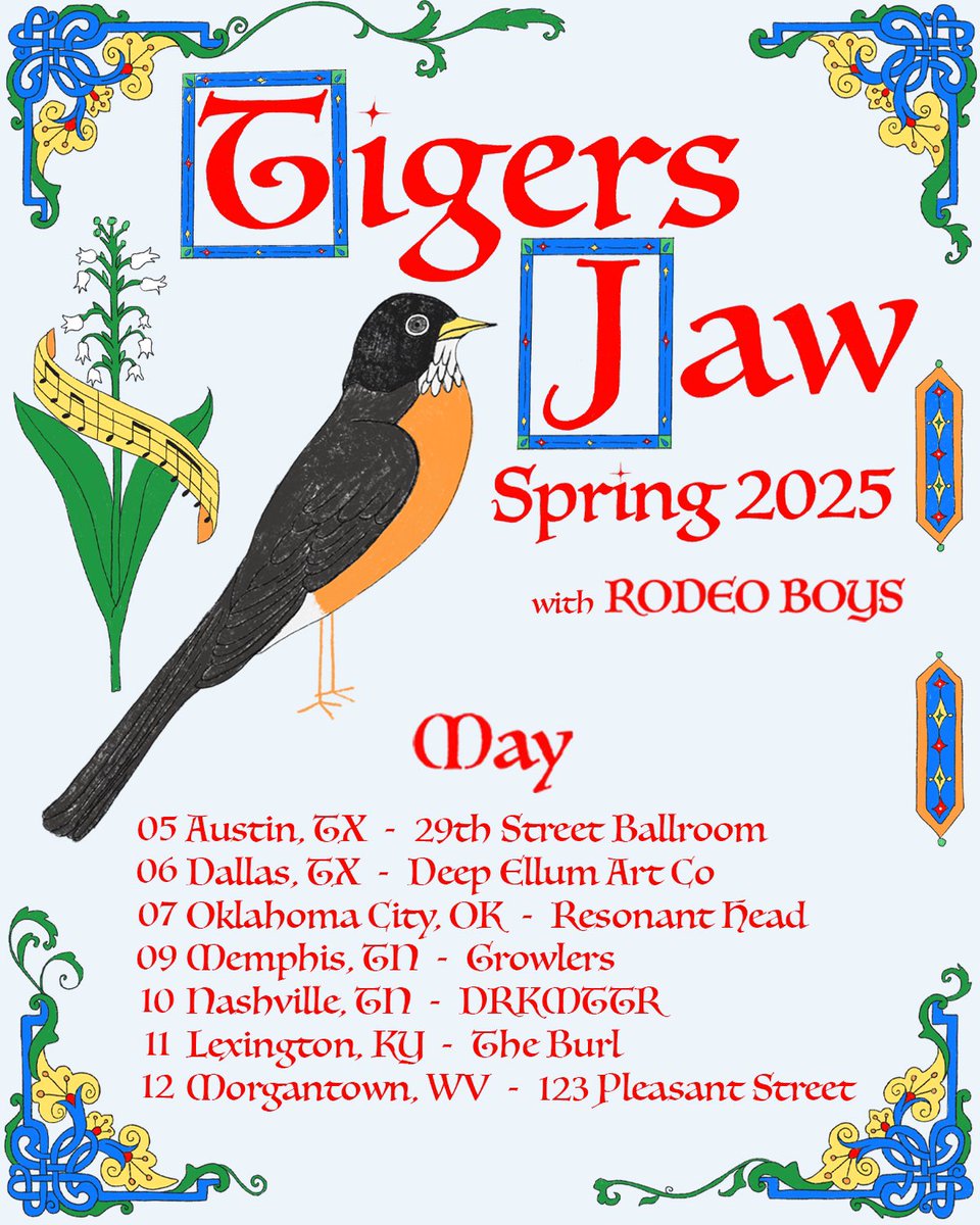 Hear ye hear ye! These piping hot rock and roll concerts are on sale right now! See you out there. 

tigersjaw.com