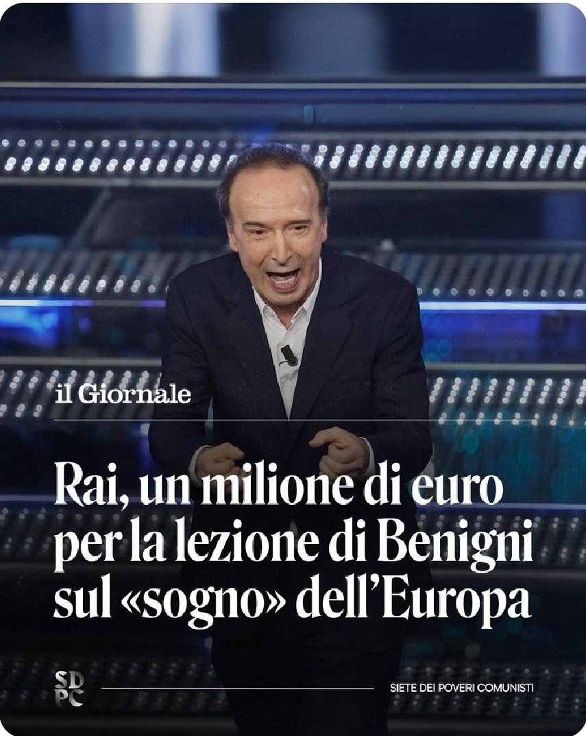 Quanto disinteresse, quanta superiorità moral.., ah no, aspetta.
Era per soldi.
Tanti soldi.
Ma andatevene a Ventotene che è meglio.
