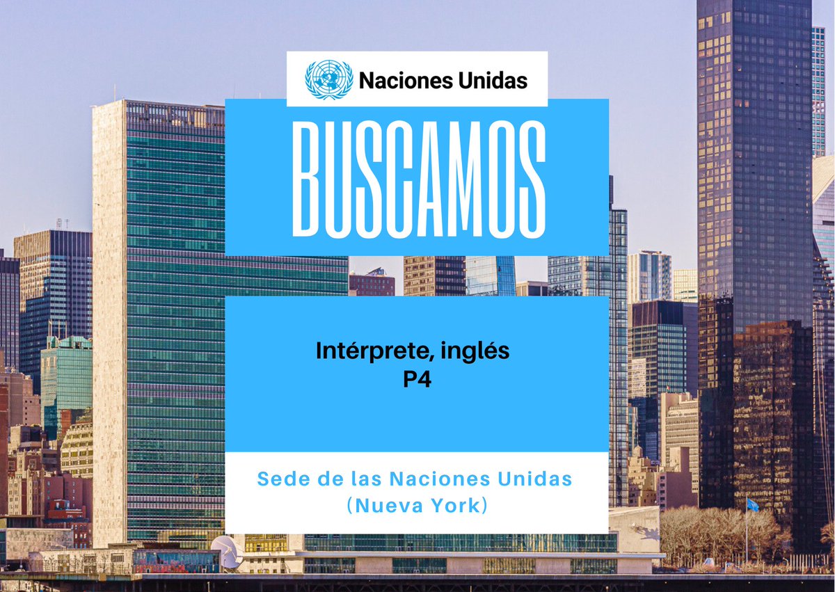 La Sección de Interpretación al Inglés de Nueva York busca un/a intérprete. Requisitos: 
✅ Haber superado el concurso correspondiente 
✅Idiomas: inglés (principal), francés, y ruso o español
✅5 años de experiencia 
▶️ bit.ly/3Xt7Upk
🗓️26 de marzo de 2025
