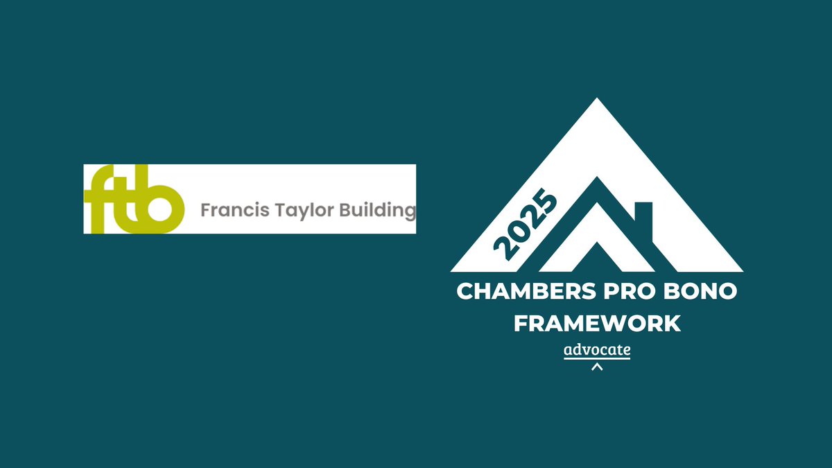 WeAreAdvocate's tweet image. We are really pleased to have @FTB_law involved in the Chambers Pro Bono Framework for 2025! 🎉

We are hugely grateful for your commitment to formalising a pro bono ethos in Chambers.

Could your set sign up to #TheFramework? Find out more &amp;amp; sign up: bit.ly/3xtZ2Cj