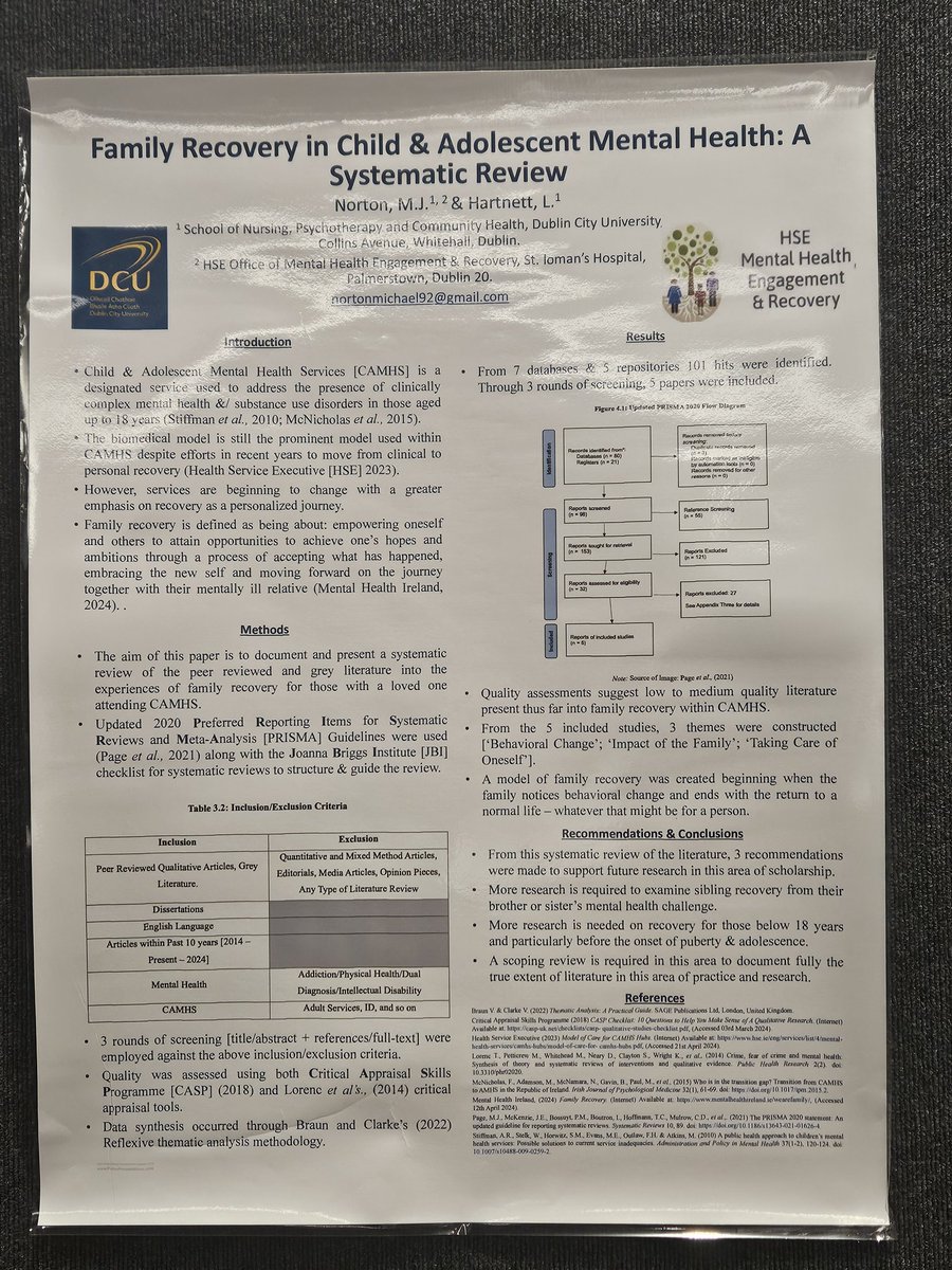 MichaelJohnNor1's tweet image. Delighted to be at the #IAYMH2025 conference in Vancouver today where I will present the results of a #systematicreview I completed as part of the MSc in Health and Social Inclusion with @DCUSNPCH on #family #recovery in CAMHS. #lifelonglearning