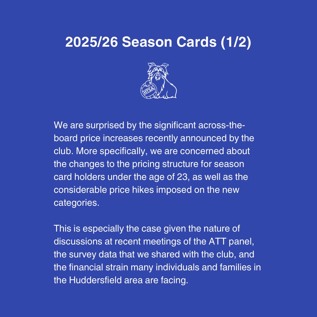 officialhtsa's tweet photo. Reaction to the club’s recent season card announcement 👇

#htafc https://t.co/3MutCJvLyh