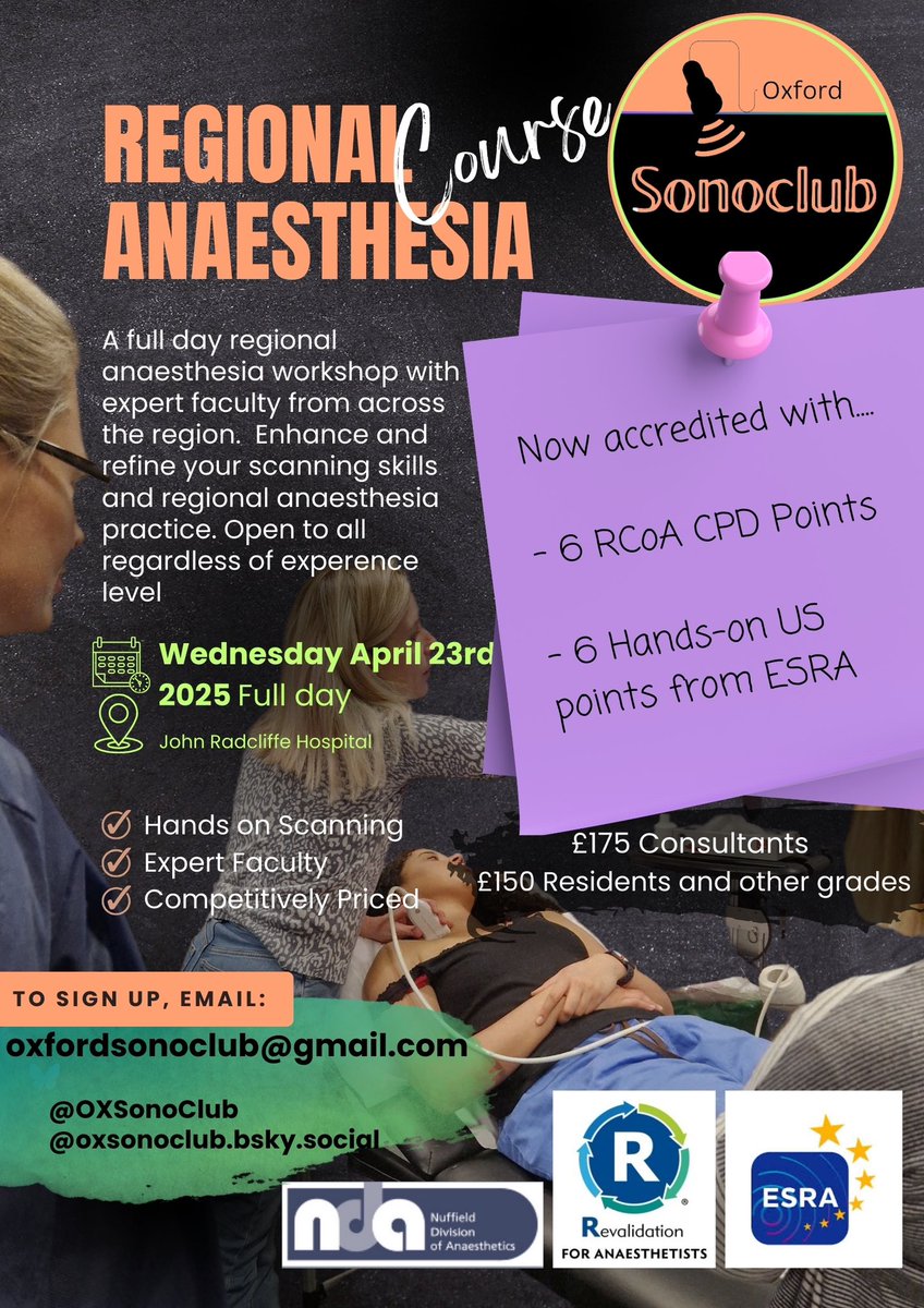 Oxford Sonoclub (@oxsonoclub) on Twitter photo What’s that? 6 Hands-on scanning points <a href="/ESRA_Society/">ESRA | European Society of Regional Anaesthesia</a> and 6 CPD points <a href="/RCoANews/">Royal College of Anaesthetists</a> ? Ohhhh if you insist!
Book now to avoid disappointment <a href="/Jennythatcanbl1/">Jennythatcanblock</a> <a href="/Mariam_Ltf/">Mariam Latif</a> <a href="/DrLibbyYates/">Libby Yates</a> <a href="/NavBahal/">Dr Nav Bahal</a> <a href="/drnsuarez/">Nick Suarez</a> <a href="/CudlippJoanna/">Joanna Cudlipp</a> <a href="/erichuynguyen/">Eric Nguyen</a> @ What’s that? 6 Hands-on scanning points <a href="/ESRA_Society/">ESRA | European Society of Regional Anaesthesia</a> and 6 CPD points <a href="/RCoANews/">Royal College of Anaesthetists</a> ? Ohhhh if you insist!
Book now to avoid disappointment <a href="/Jennythatcanbl1/">Jennythatcanblock</a> <a href="/Mariam_Ltf/">Mariam Latif</a> <a href="/DrLibbyYates/">Libby Yates</a> <a href="/NavBahal/">Dr Nav Bahal</a> <a href="/drnsuarez/">Nick Suarez</a> <a href="/CudlippJoanna/">Joanna Cudlipp</a> <a href="/erichuynguyen/">Eric Nguyen</a> @