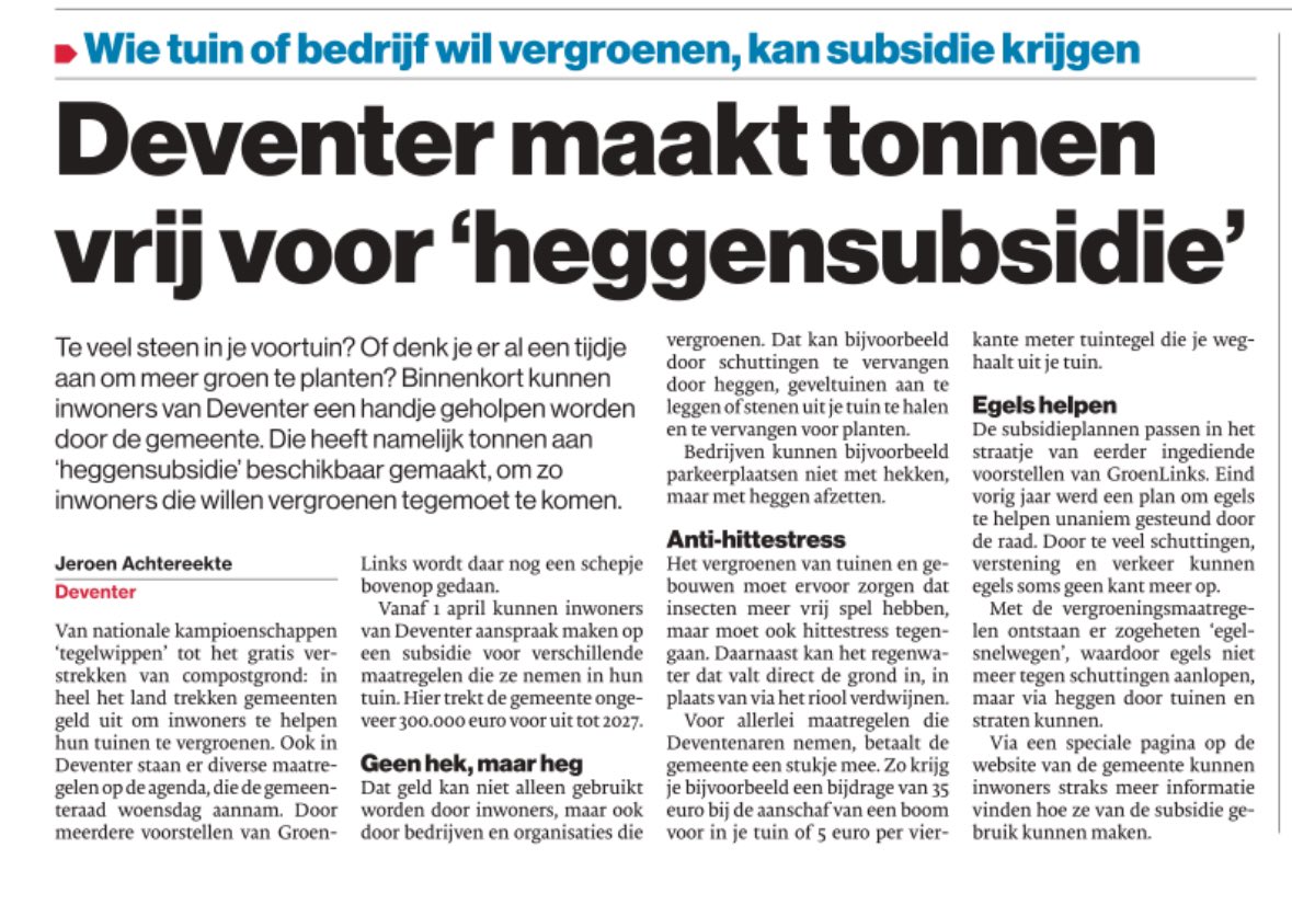 In #deventer helpen we je met het vergroenen van je leefomgeving ! Goed voor de  #biodiversiteit #gezondheid #hittestress #duurzaamheid