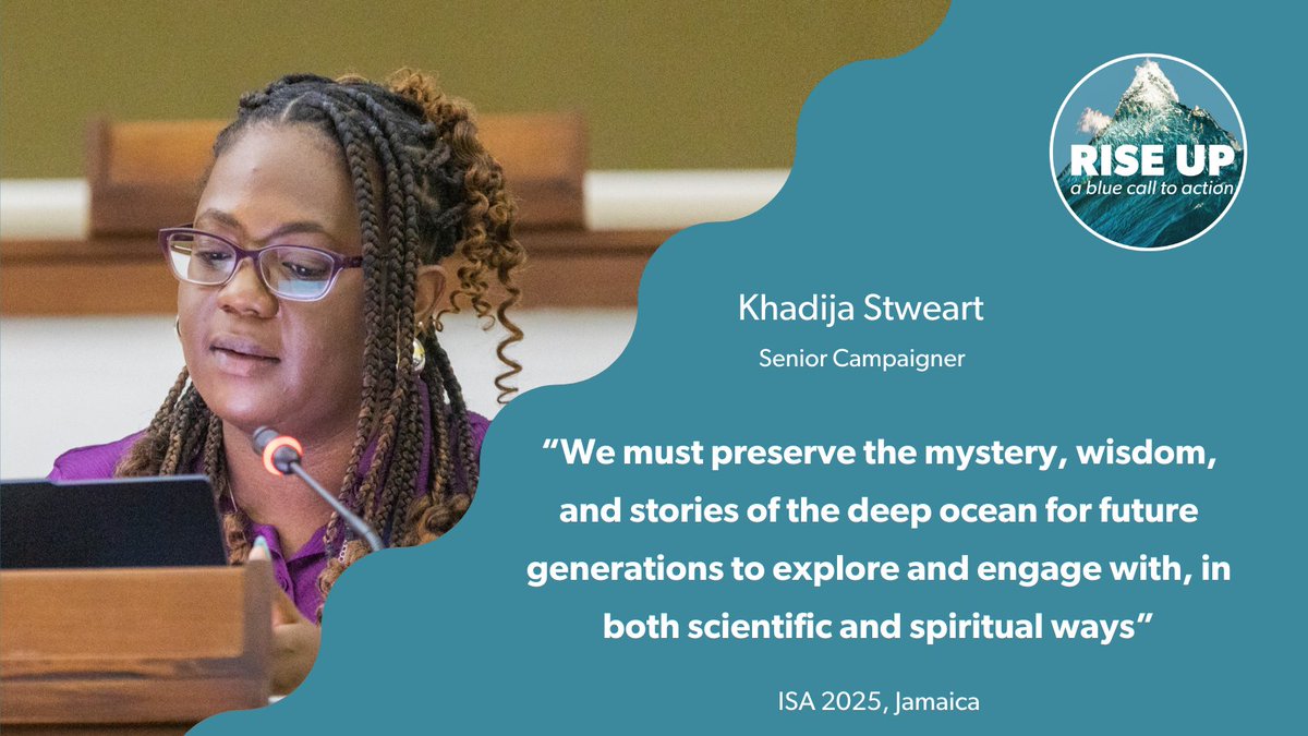RISE UP - A Blue Call To Action (@riseup4theocean) on Twitter photo Khadija Stewart, our Senior Campaigner, delivered a powerful intervention at the <a href="/ISBAHQ/">International Seabed Authority</a> yesterday during the Working Group discussions on Underwater Cultural Heritage (UCH) - a critical yet often overlooked aspect of deep-sea governance. ๐ #DefendTheDeep <a href="/DeepSeaConserve/">Deep Sea Conservation Coalition</a> Khadija Stewart, our Senior Campaigner, delivered a powerful intervention at the <a href="/ISBAHQ/">International Seabed Authority</a> yesterday during the Working Group discussions on Underwater Cultural Heritage (UCH) - a critical yet often overlooked aspect of deep-sea governance. ๐ #DefendTheDeep <a href="/DeepSeaConserve/">Deep Sea Conservation Coalition</a>