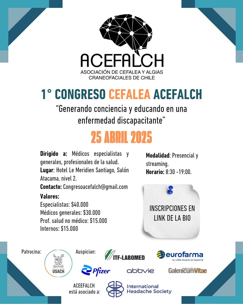 Recuerda que tenemos congreso, los esperamos el 25 de abril. Inscripciones en: linktr.ee/Acefalch