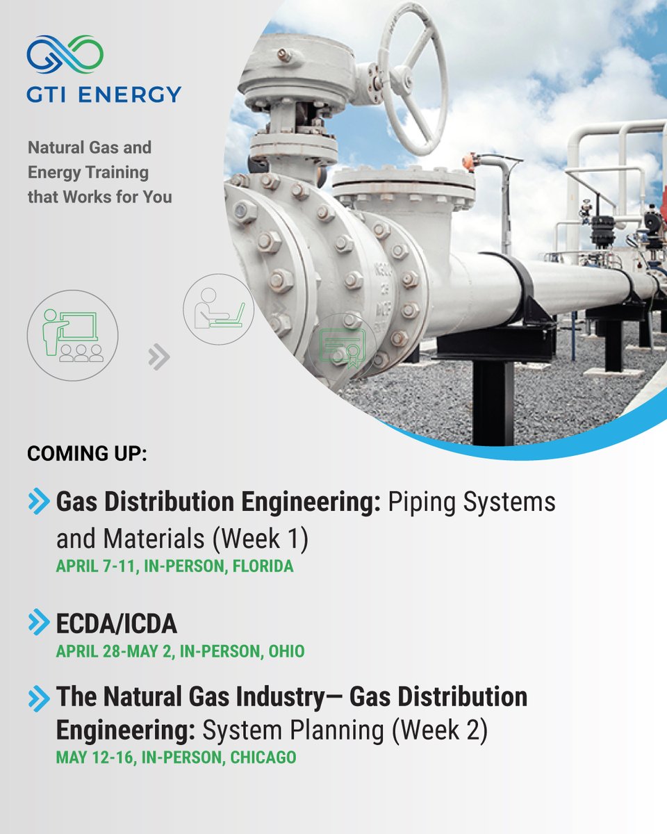 GTIeducation's tweet image. Stay ahead in pipeline safety and efficiency with our expert-led courses on gas distribution systems, design, and integrity. Ready to grow your skills? Use code “TAKE15_2025” for 15% off your registration! linkedin.com/posts/gti-trai…