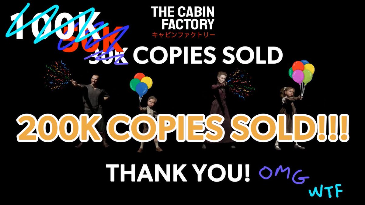 🚨huge news🚨

we sold 200,000 copies of The Cabin Factory AND we are running out of space on this image!! 

thanks so much for all the support!!!
