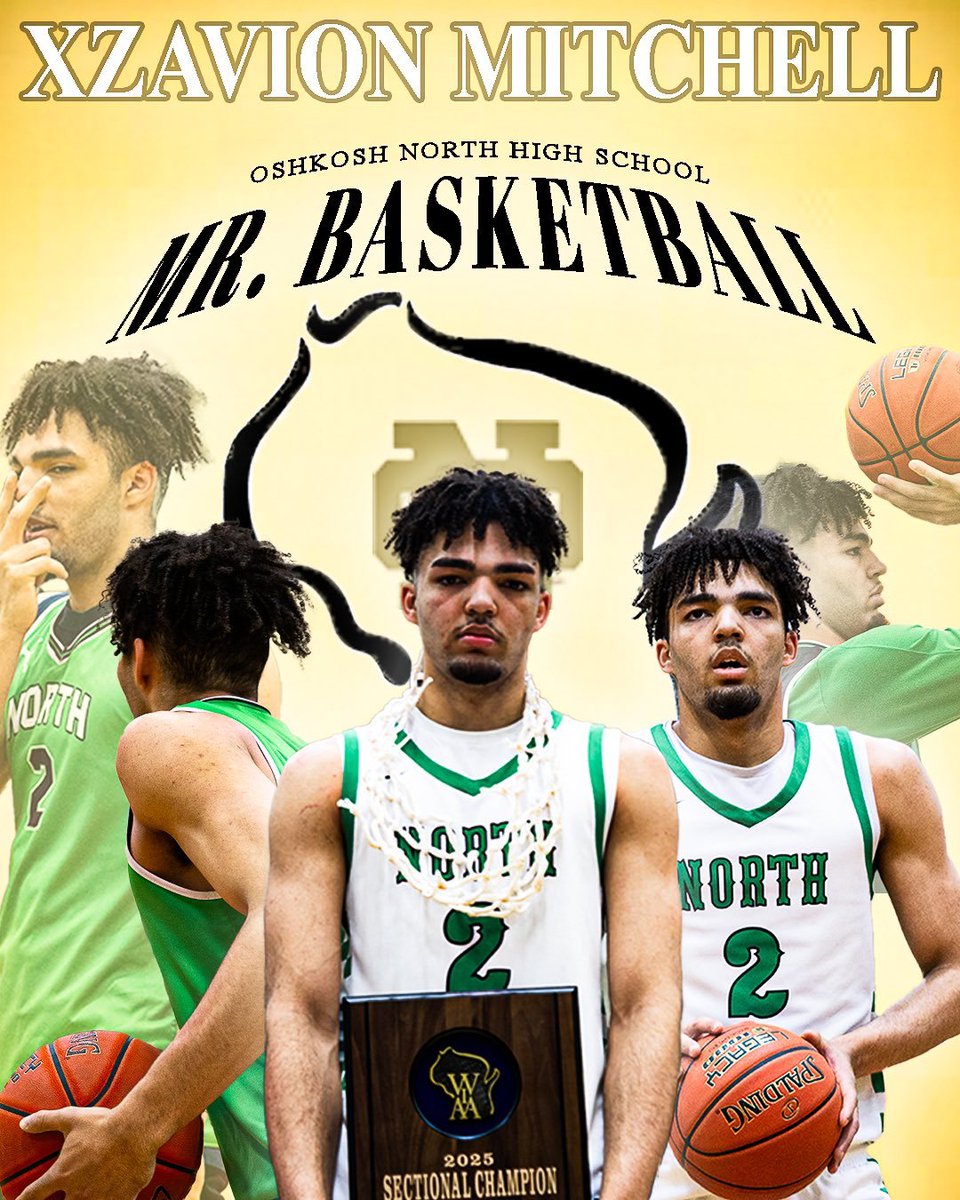 Press Row Sports Network (@pressrowsports_) on Twitter photo 2025 4 ⭐ Xzavion Mitchell (Oshkosh North HS, Iowa State commit) wins 2025 Wisconsin Mr. Basketball.
2024-25 Stats
35 PPG, 9.3 RPG, 2.1 APG, 2.3 SPG
Mitchell is one of few players ever selected 1st Team All-State by the WBCA all 4yrs of HS.
2x Conference POY
📸 <a href="/northhoops/">North Basketball</a> 2025 4 ⭐ Xzavion Mitchell (Oshkosh North HS, Iowa State commit) wins 2025 Wisconsin Mr. Basketball.
2024-25 Stats
35 PPG, 9.3 RPG, 2.1 APG, 2.3 SPG
Mitchell is one of few players ever selected 1st Team All-State by the WBCA all 4yrs of HS.
2x Conference POY
📸 <a href="/northhoops/">North Basketball</a>