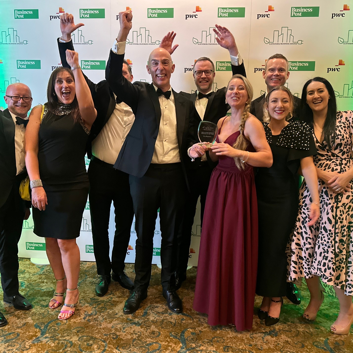 JavaRepublic's tweet image. 🏆 WINNER: Sustainable Medium Business of the Year!
What an incredible honour to win this award at this year’s @PwCIreland @businessposthq #SustainableBusinessAwards.