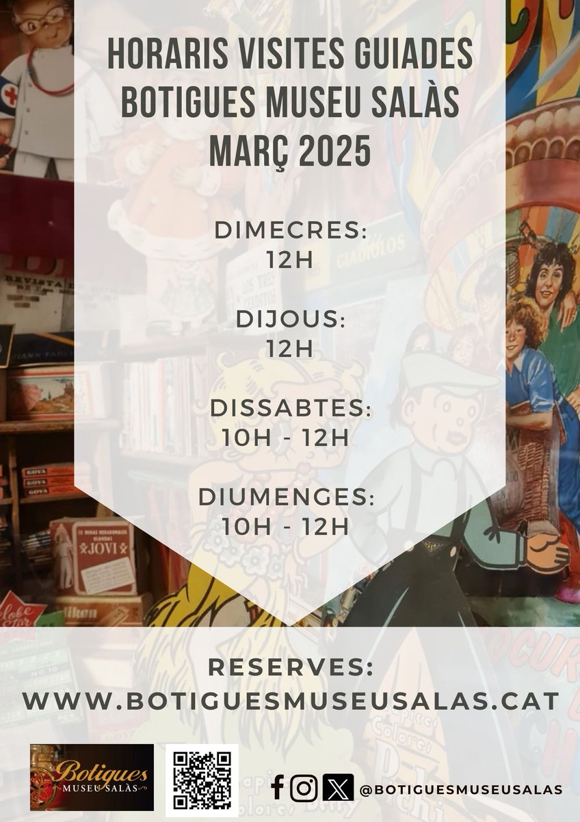 📢Demà dissabte 22 de març reobrim les Botigues Museu!
Amb les piles carregades després de les vacances⛱️ i una nova botiga🤩