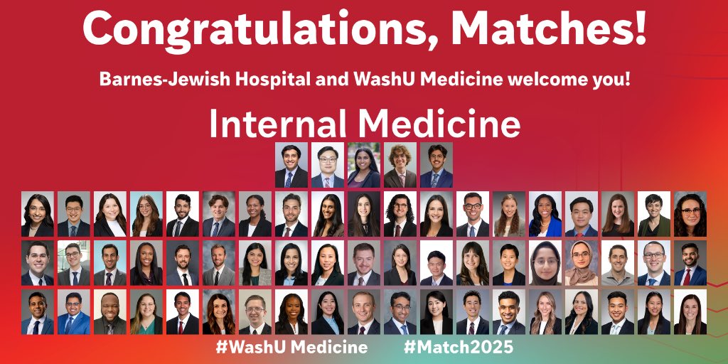 WashU Medicine Internal Medicine Residency (@washumedimres) on Twitter photo We are celebrating #Match2025 by welcoming 62 fresh new faces to the WashU/BJC Internal Medicine family! Congratulations to all of the new matches - we are so excited to meet you all in person very soon!
#washumedicine
#match #stl #bjc
<a href="/WashUDeptMed/">WashU Medicine Department of Medicine</a> We are celebrating #Match2025 by welcoming 62 fresh new faces to the WashU/BJC Internal Medicine family! Congratulations to all of the new matches - we are so excited to meet you all in person very soon!
#washumedicine
#match #stl #bjc
<a href="/WashUDeptMed/">WashU Medicine Department of Medicine</a>