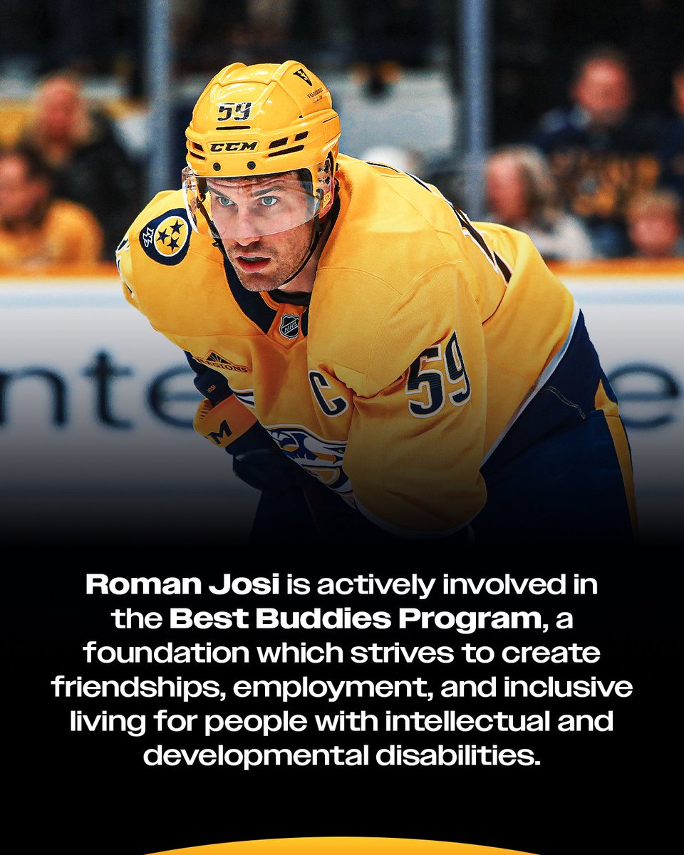 NHLPR's tweet photo. On #WorldDownSyndromeDay, we’re sharing Roman Josi’s involvement with Best Buddies and his connection to the cause.

Josi’s community involvement doesn’t end there – the Predators captain is actively involved in other initiatives Nashville. https://t.co/PLN4sdhMgT