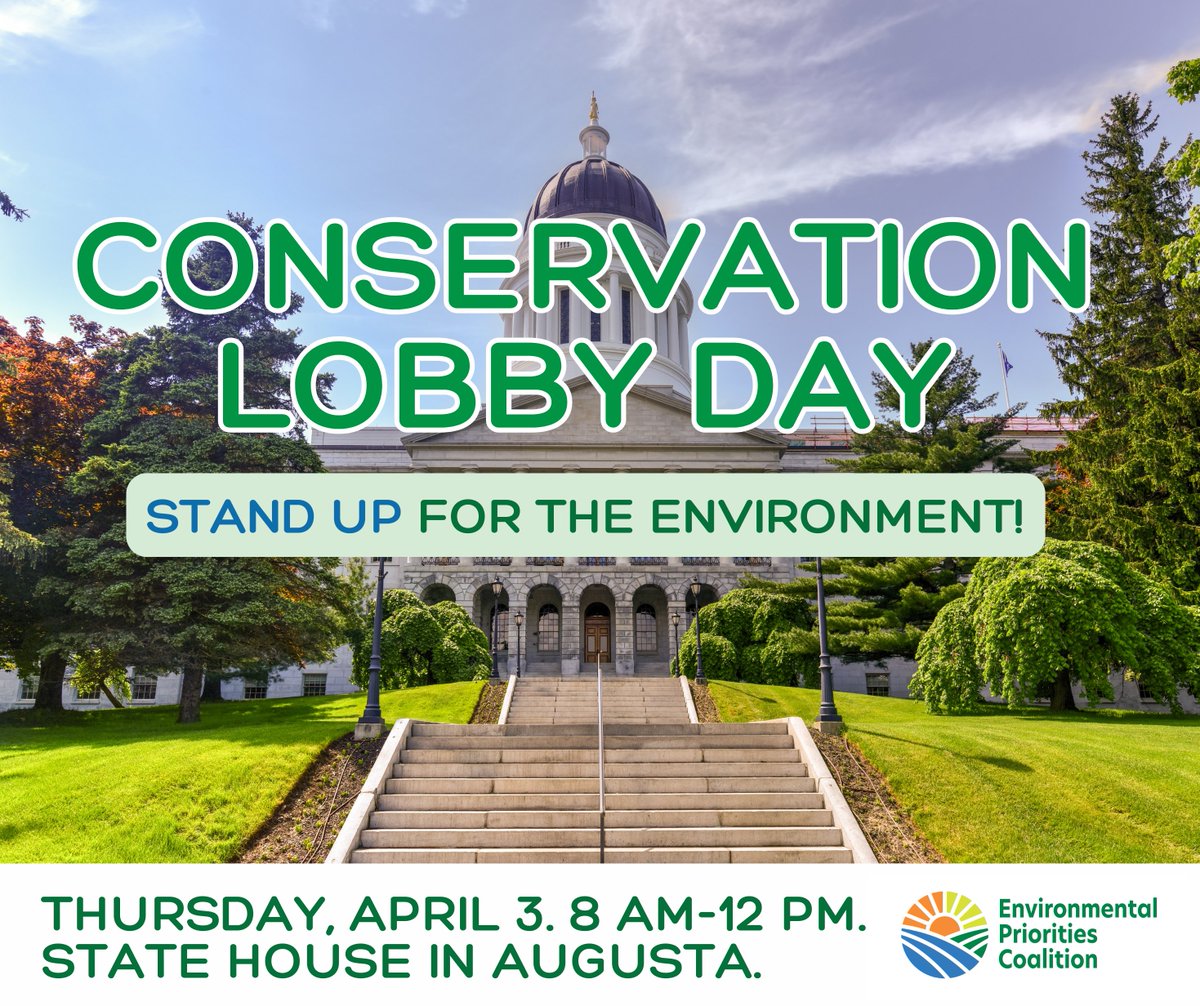 The stakes for our environment have never been higher. 🌎 Now’s the time to speak up for climate action, clean energy, &amp; environmental justice in ME!

Join us at Conservation Lobby Day on April 3rd to meet with lawmakers &amp; make a difference.

Sign up now: bit.ly/MECLD2025