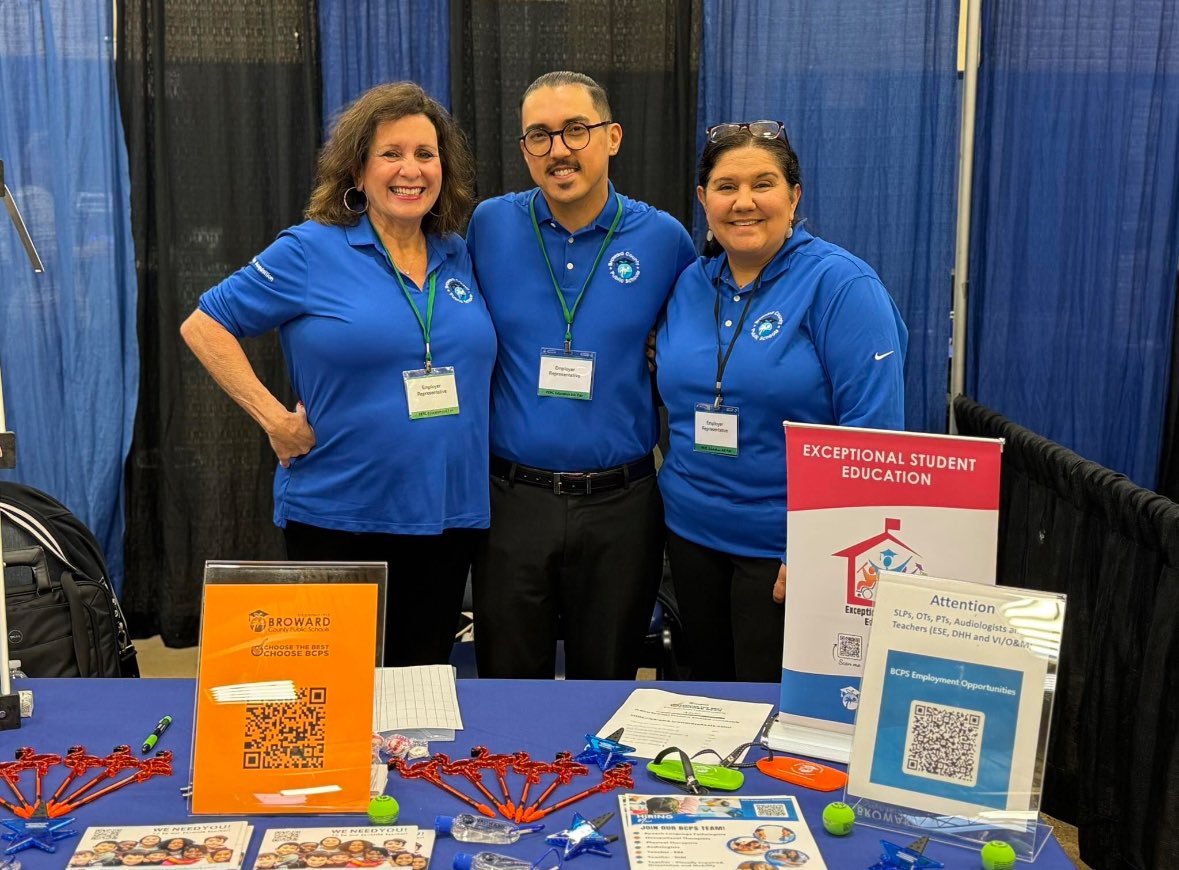 Great time at PERC. We’re still on the look out to have some critical need positions filled. We’d love to have you join our team if you are a SLP,  Teacher-Visually Impaired, or Teacher-Deaf&amp;Hard of Hearing.  #ChooseTheBestChooseBCPS 
See vacancies at: 
careers.browardschools.com
