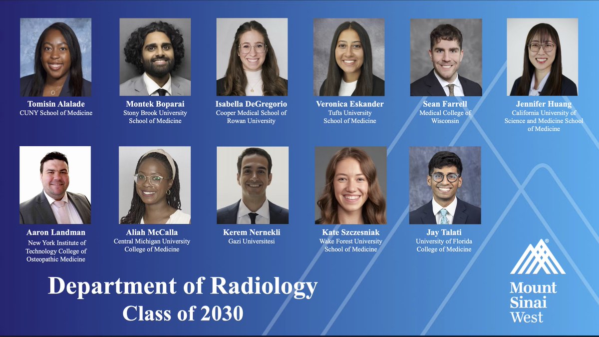 Mount Sinai West Radiology (@mswradiology) on Twitter photo Congratulations to our newly matched Diagnostic Radiology residents! Excited to welcome you to the Mount Sinai family! #Match2025 #mountsinai #mountsinaiwest #radres <a href="/MountSinaiDMIR/">Mount Sinai Diag, Molecular, and Interv Radiology</a> @sinairadiology Congratulations to our newly matched Diagnostic Radiology residents! Excited to welcome you to the Mount Sinai family! #Match2025 #mountsinai #mountsinaiwest #radres <a href="/MountSinaiDMIR/">Mount Sinai Diag, Molecular, and Interv Radiology</a> @sinairadiology