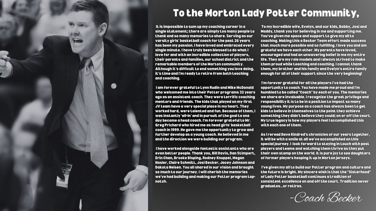 PotterDomiNation (@ladypottershoop) on Twitter photo 26 years as our leader and head coach with countless memories made and records set. Thank you <a href="/robert_coach/">Coach Becker</a> for taking the program to new heights and leaving a historic legacy and impact on our athletes and community! 🐐 #OnceAPotterAlwaysAPotter 26 years as our leader and head coach with countless memories made and records set. Thank you <a href="/robert_coach/">Coach Becker</a> for taking the program to new heights and leaving a historic legacy and impact on our athletes and community! 🐐 #OnceAPotterAlwaysAPotter