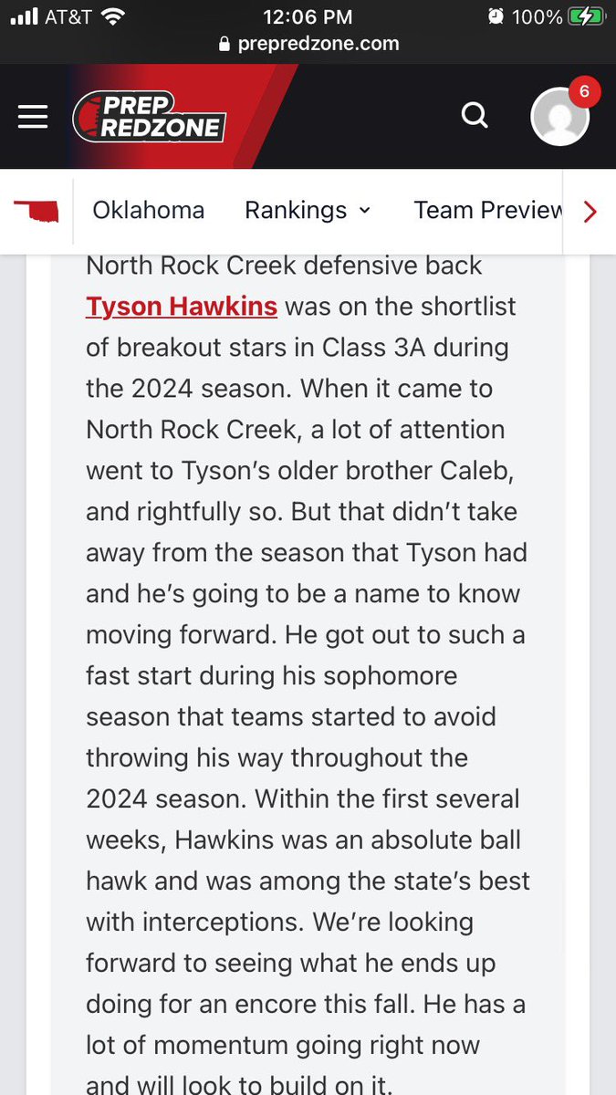 Tyson Hawkins (@tysonhawkins17) on Twitter photo Thanks <a href="/PrepRedzoneOK/">Prep Redzone Oklahoma</a> for the ranking. Still lots to prove <a href="/VYPEOK/">VYPE Oklahoma</a> <a href="/oklahomaceo/">OklahomaHSSports</a> <a href="/247Sports/">247Sports</a> <a href="/prep_super/">Super Prep</a> Thanks <a href="/PrepRedzoneOK/">Prep Redzone Oklahoma</a> for the ranking. Still lots to prove <a href="/VYPEOK/">VYPE Oklahoma</a> <a href="/oklahomaceo/">OklahomaHSSports</a> <a href="/247Sports/">247Sports</a> <a href="/prep_super/">Super Prep</a>