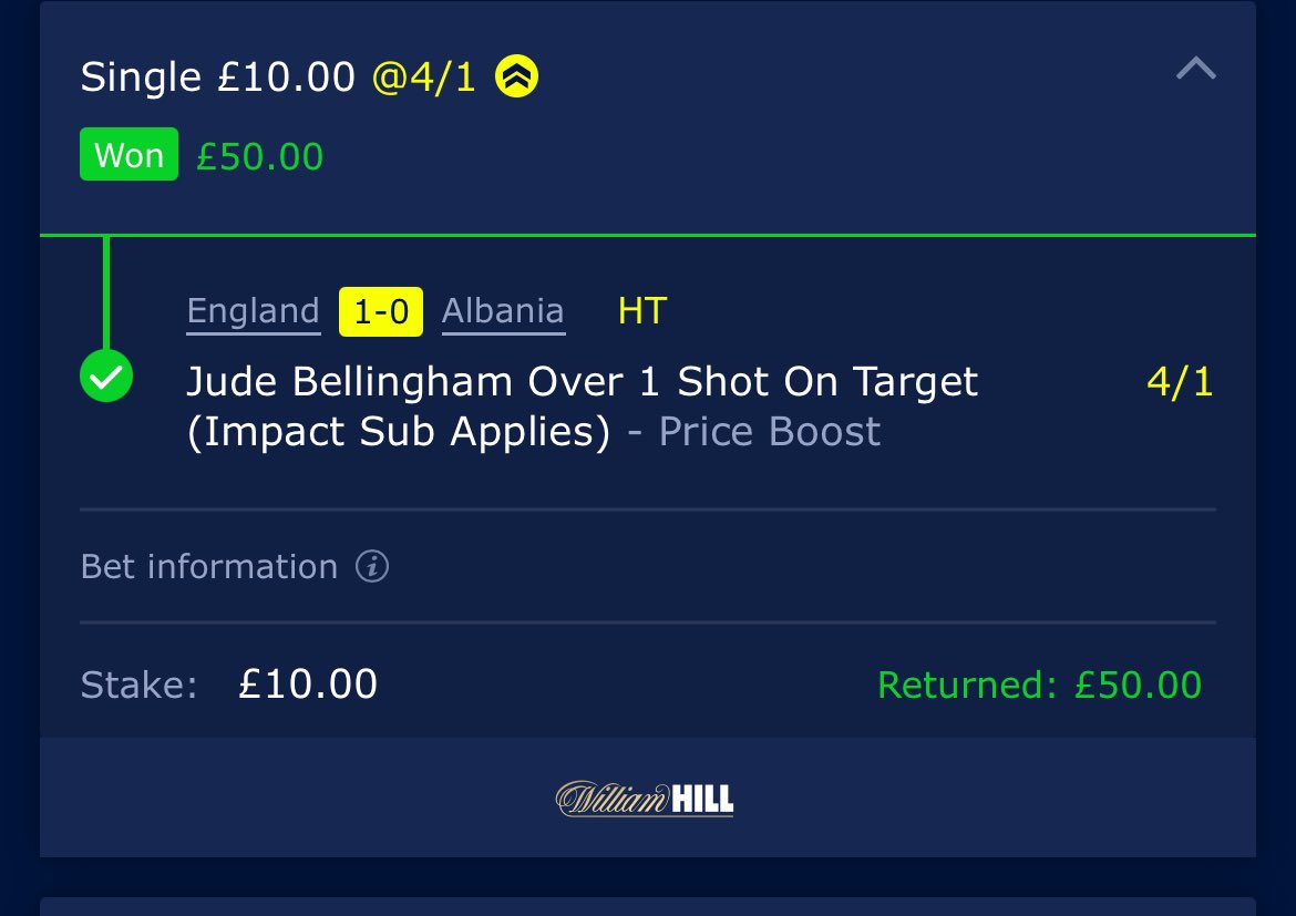 JamieMc21's tweet photo. @AndyRobsonTips 

Cheeky William hill power boost ❤️ https://t.co/Xzs2ZmYciN