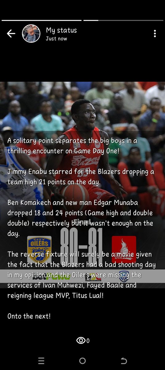 i_munguleni_a's tweet image. The 2025 NBL has kicked off with a bang!
A single free throw separates these two juggernauts on GameDay 1.
A fantastic display by the @Namblazers and the @CityOilers .
#NBL25 #FUBA #CityOil #NamBlazers 
#TheZac_xplanation