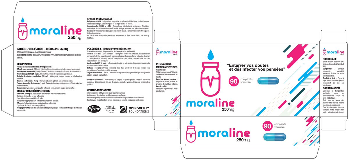 beendermedia's tweet photo. 💊 Moraline 250 mg : avalez la pilule qui désinfecte vos pensées ! Fini les doutes, place à la morale bien propre… et vide. 🧠📺 Découvrez l’affiche et le packaging, prescrits par vos médias préférés ! 😏 #Moraline #HumourNoir #PropagandeChic #CerveauPropre https://t.co/EXLAaAUebO